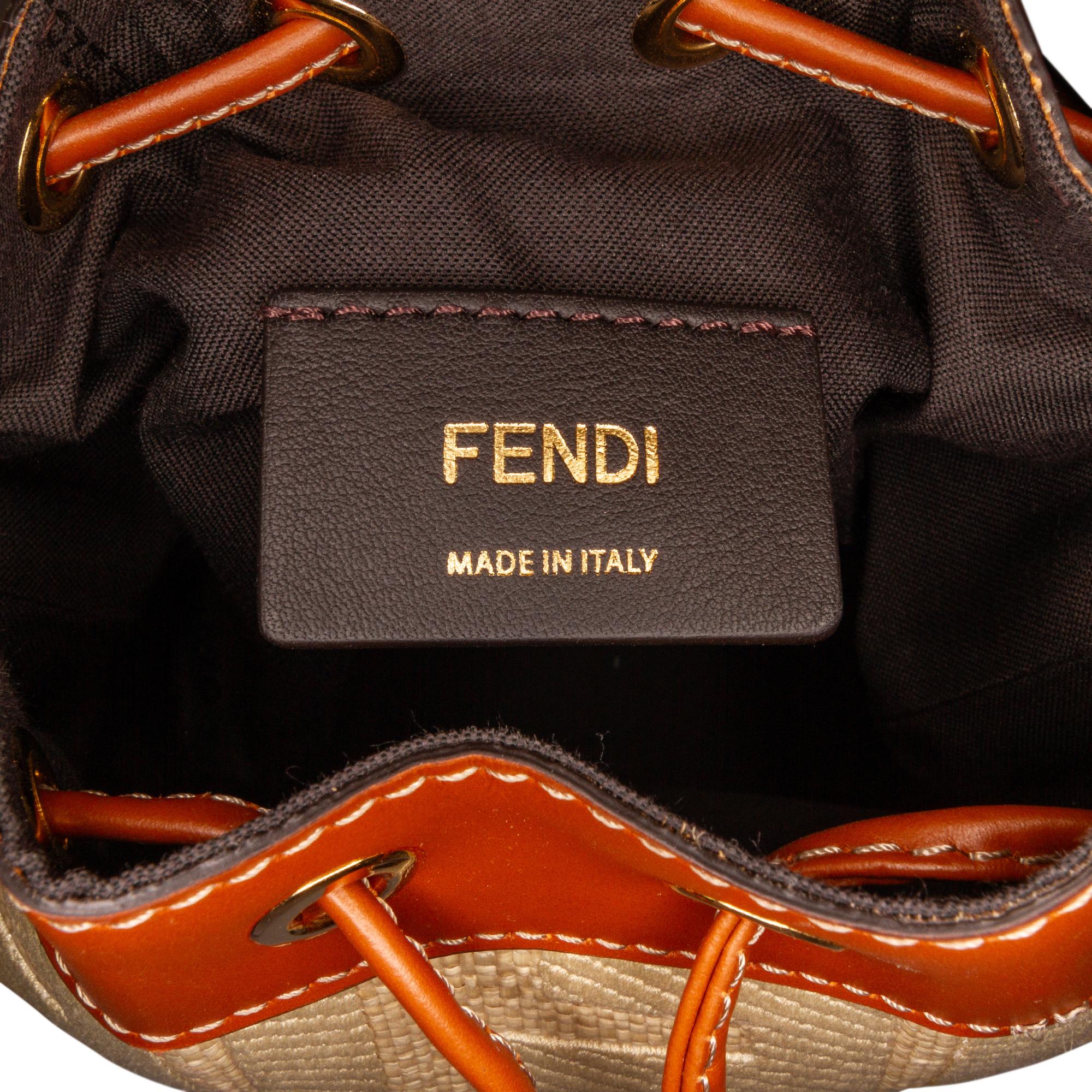 Fendi Mini Raffia Zucca Mon Tresor Bucket Bag (SHG-nU09oe)