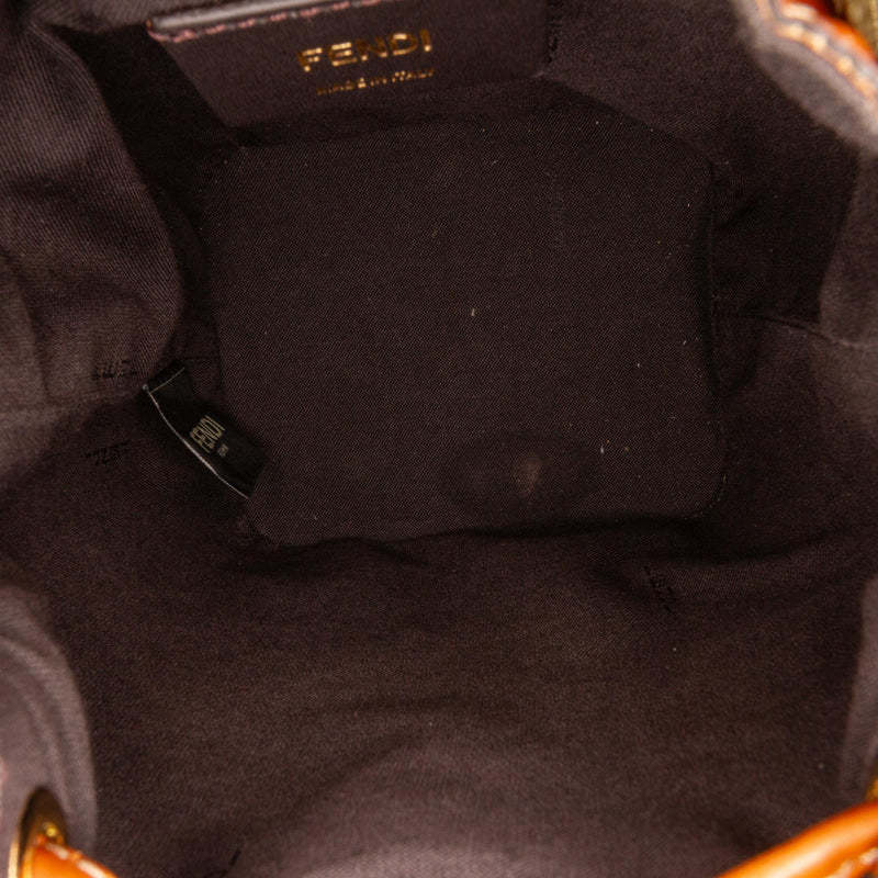Fendi Mini Raffia Zucca Mon Tresor Bucket Bag (SHG-nU09oe)