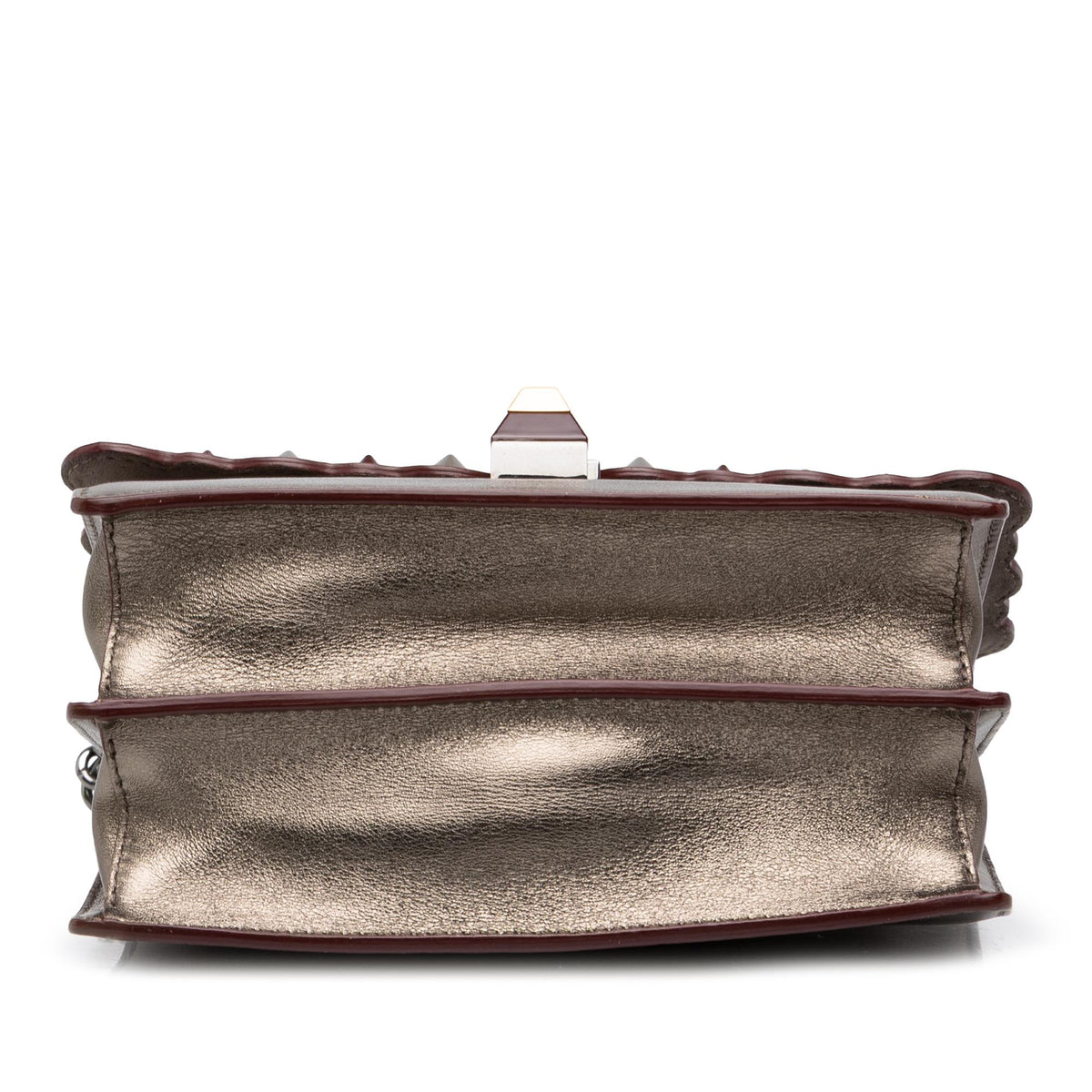 Fendi Mini Scalloped Metallic Studded Leather Kan I Crossbody