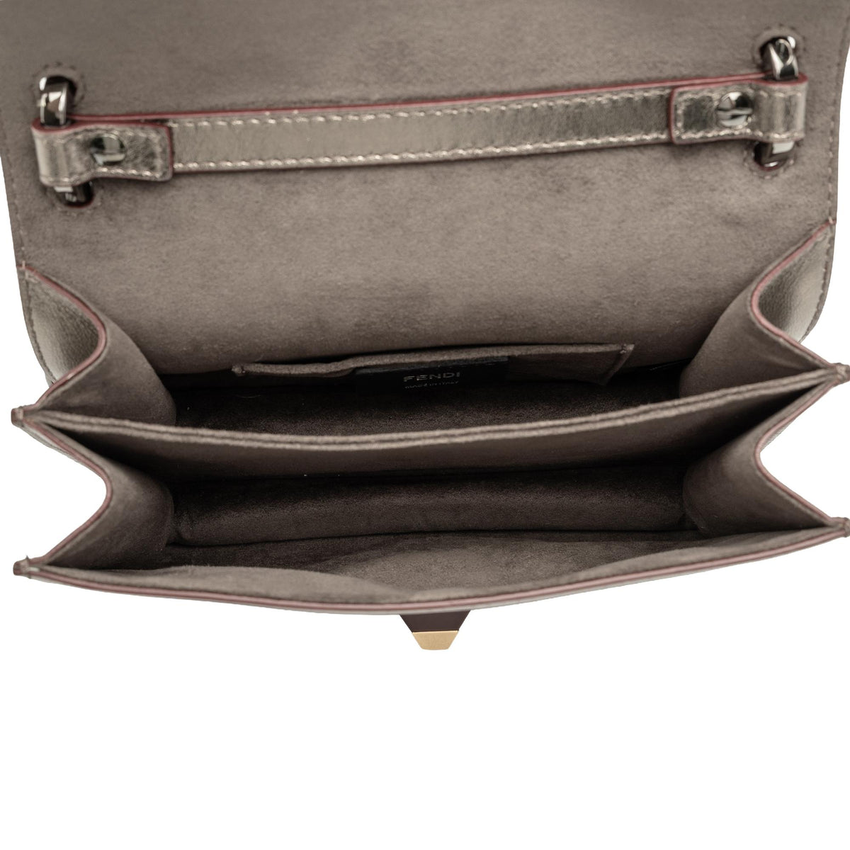Fendi Mini Scalloped Metallic Studded Leather Kan I Crossbody