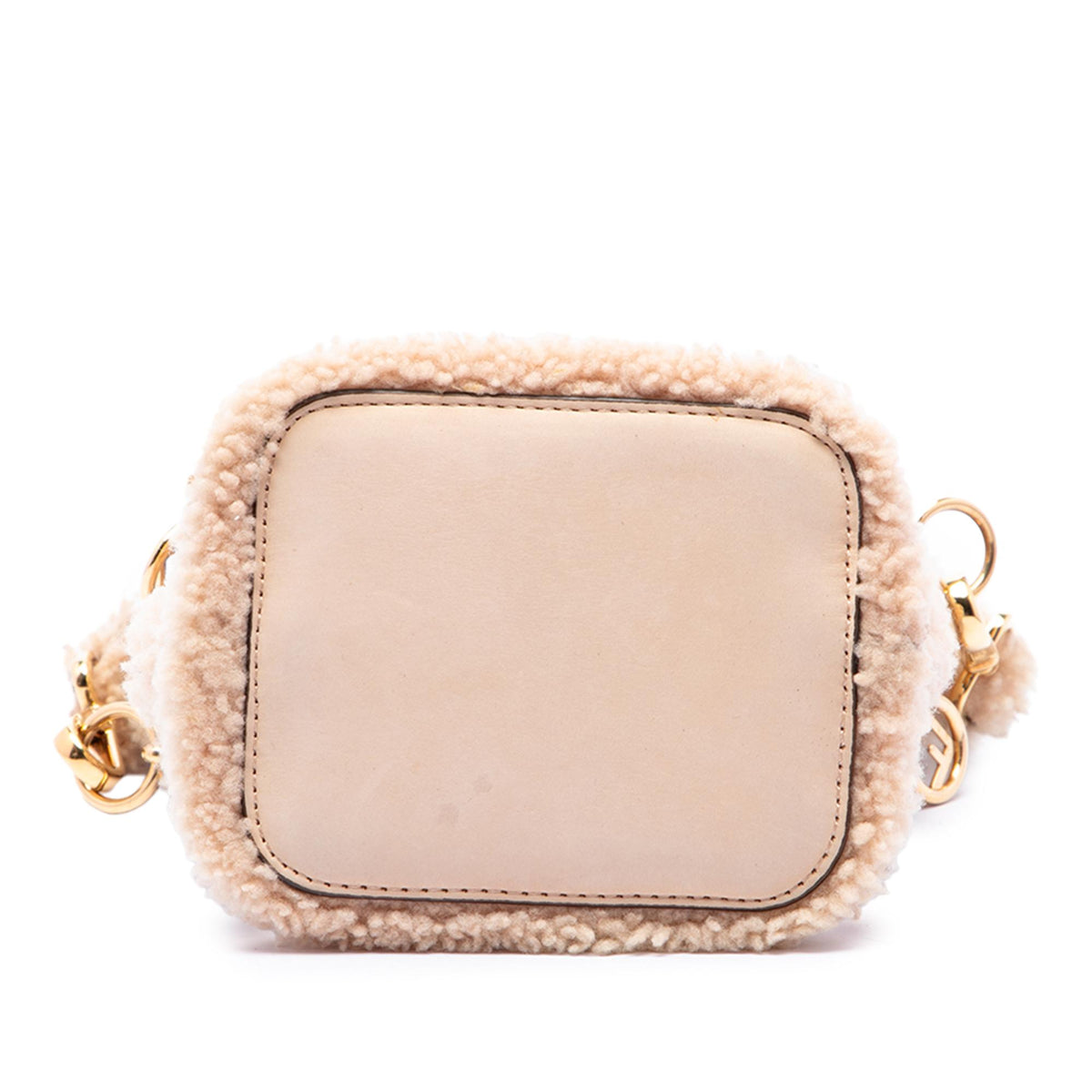 Fendi Mini Shearling Trimmed Leather Mon Tresor Bucket Bag