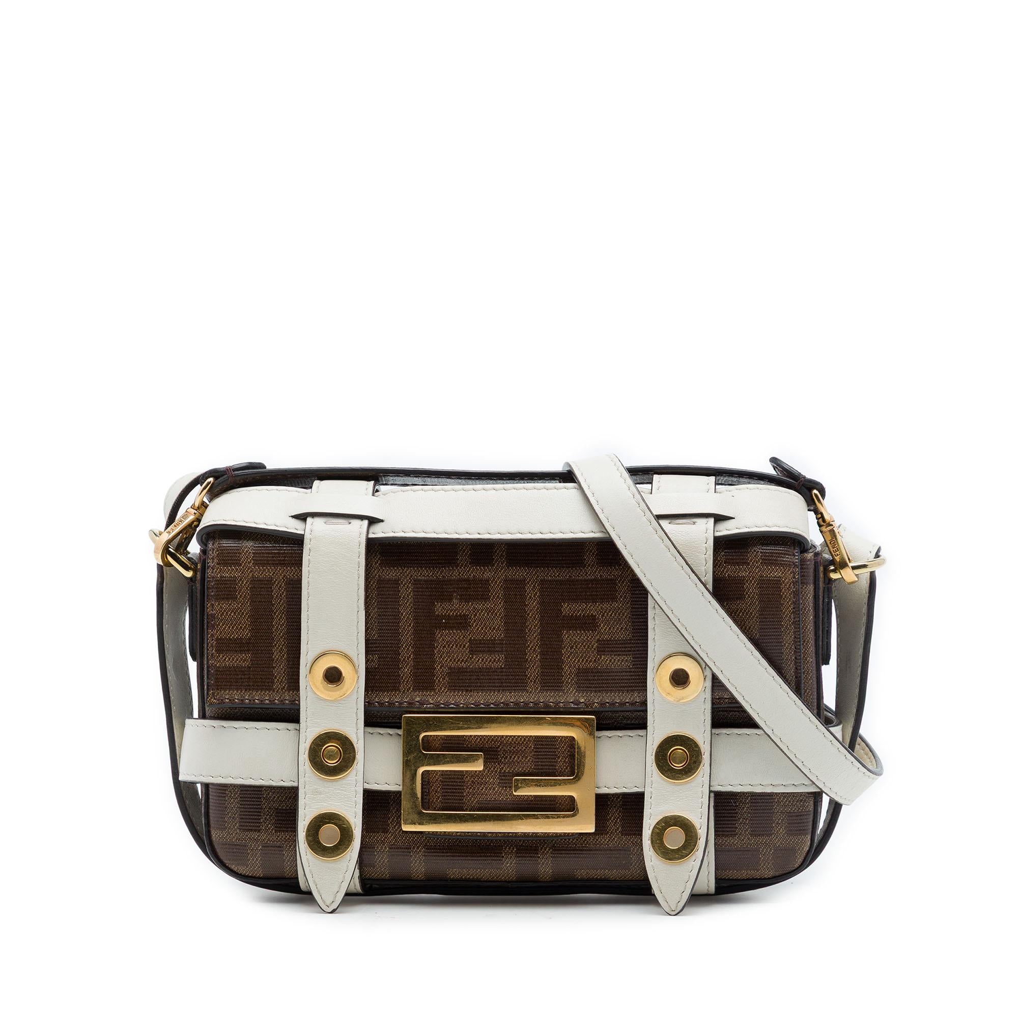 Fendi Mini Zucca Coated Canvas Cage Baguette Satchel