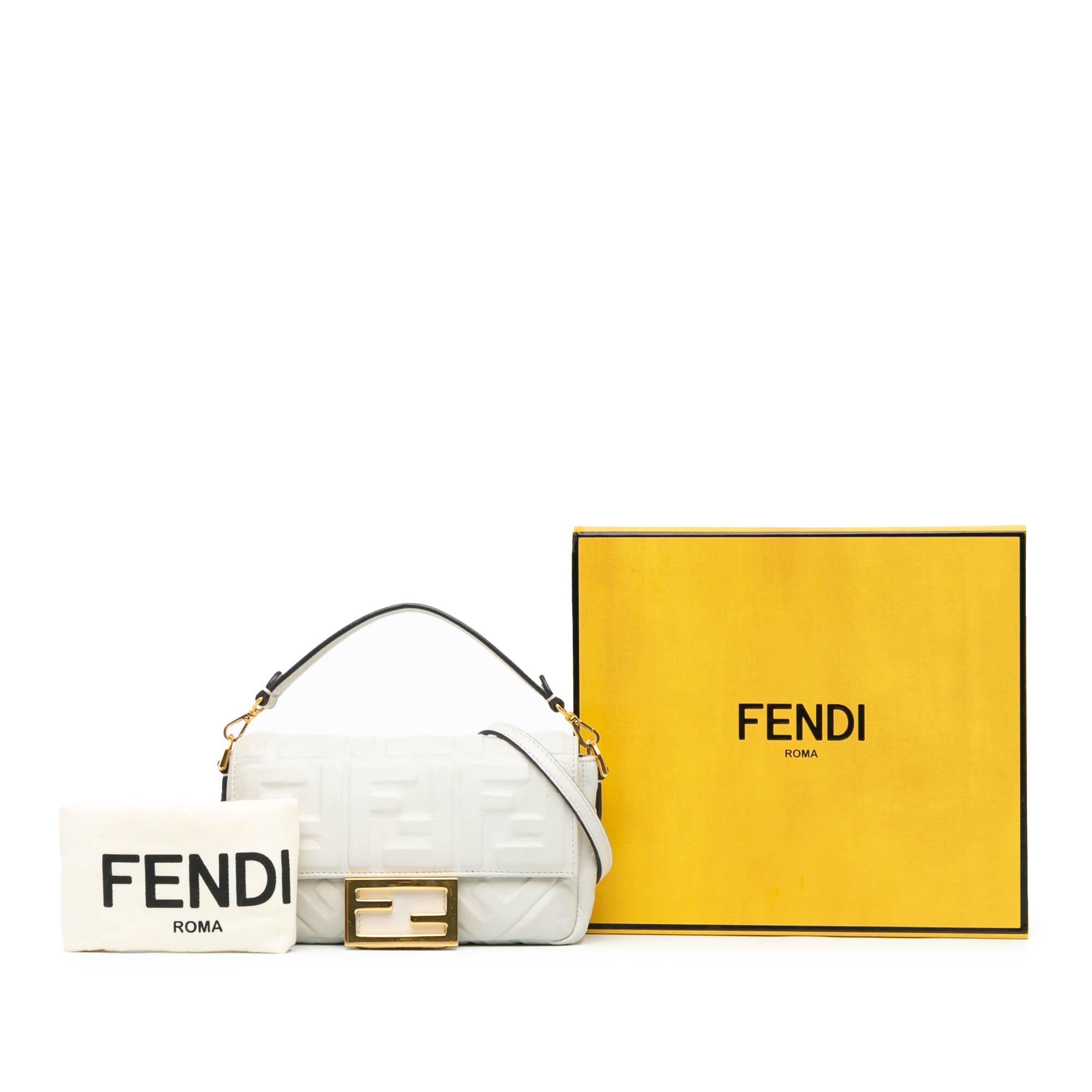 Fendi Mini Zucca Embossed Leather Baguette Satchel