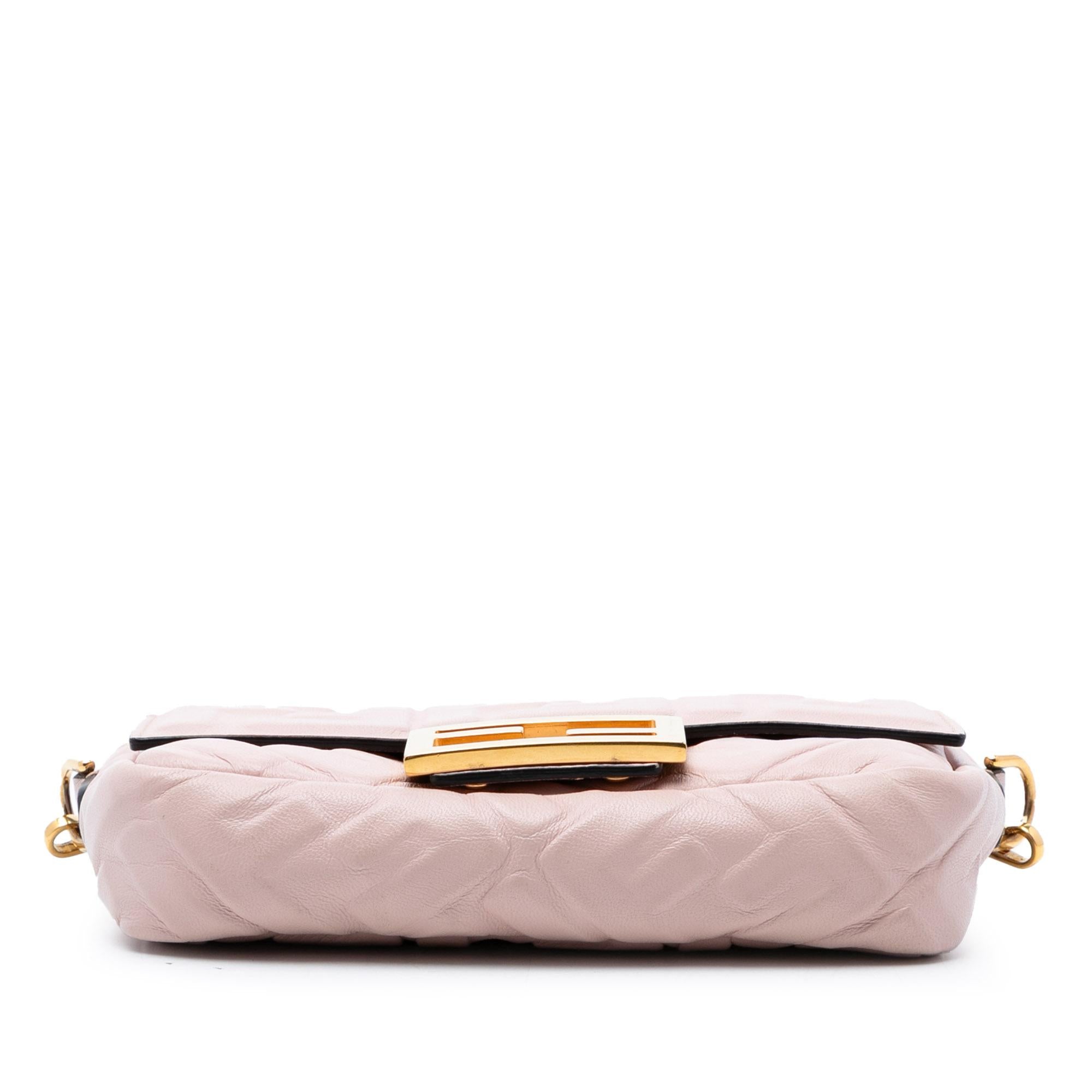 Fendi Mini Zucca Embossed Leather Baguette Satchel