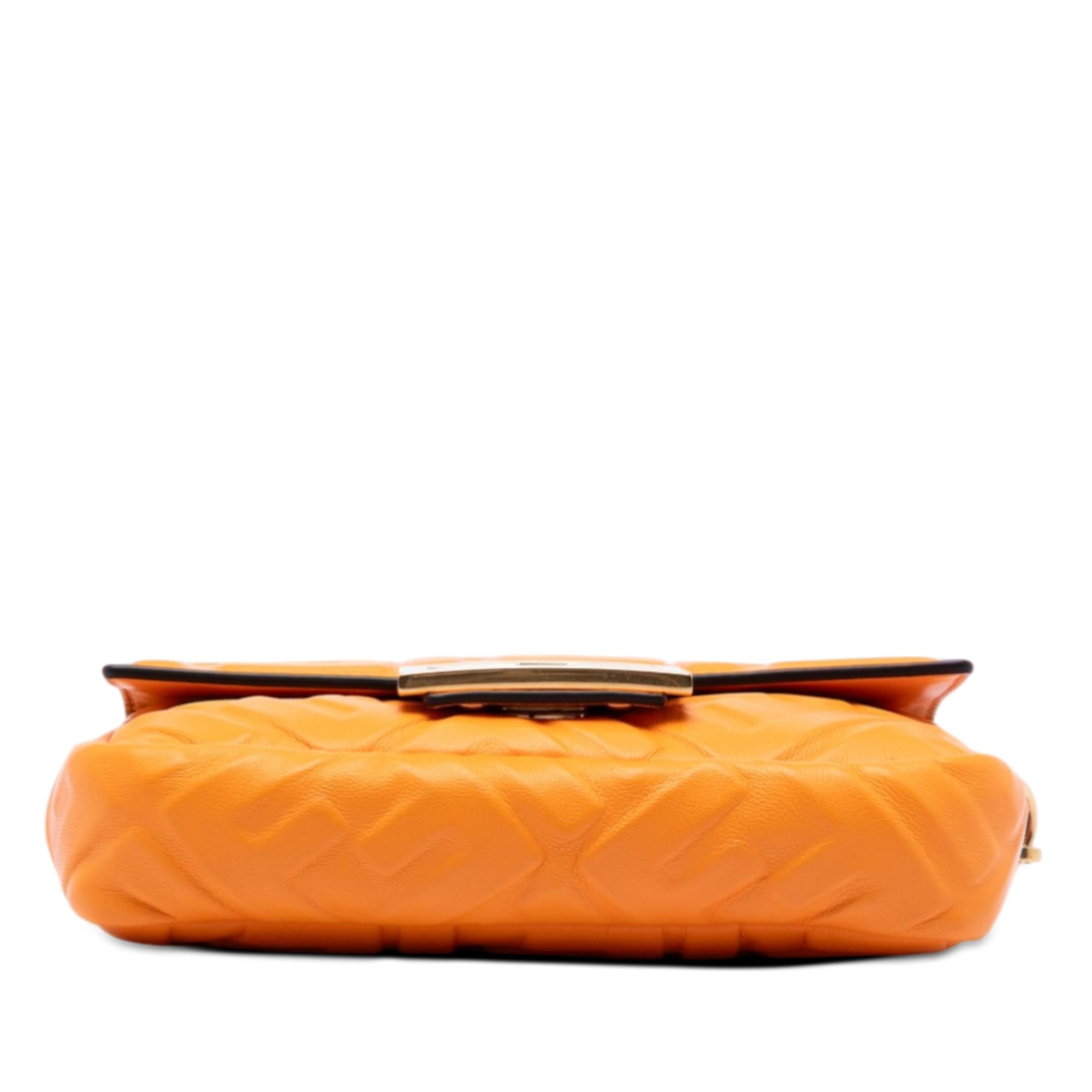 Fendi Mini Zucca Embossed Leather Baguette Satchel