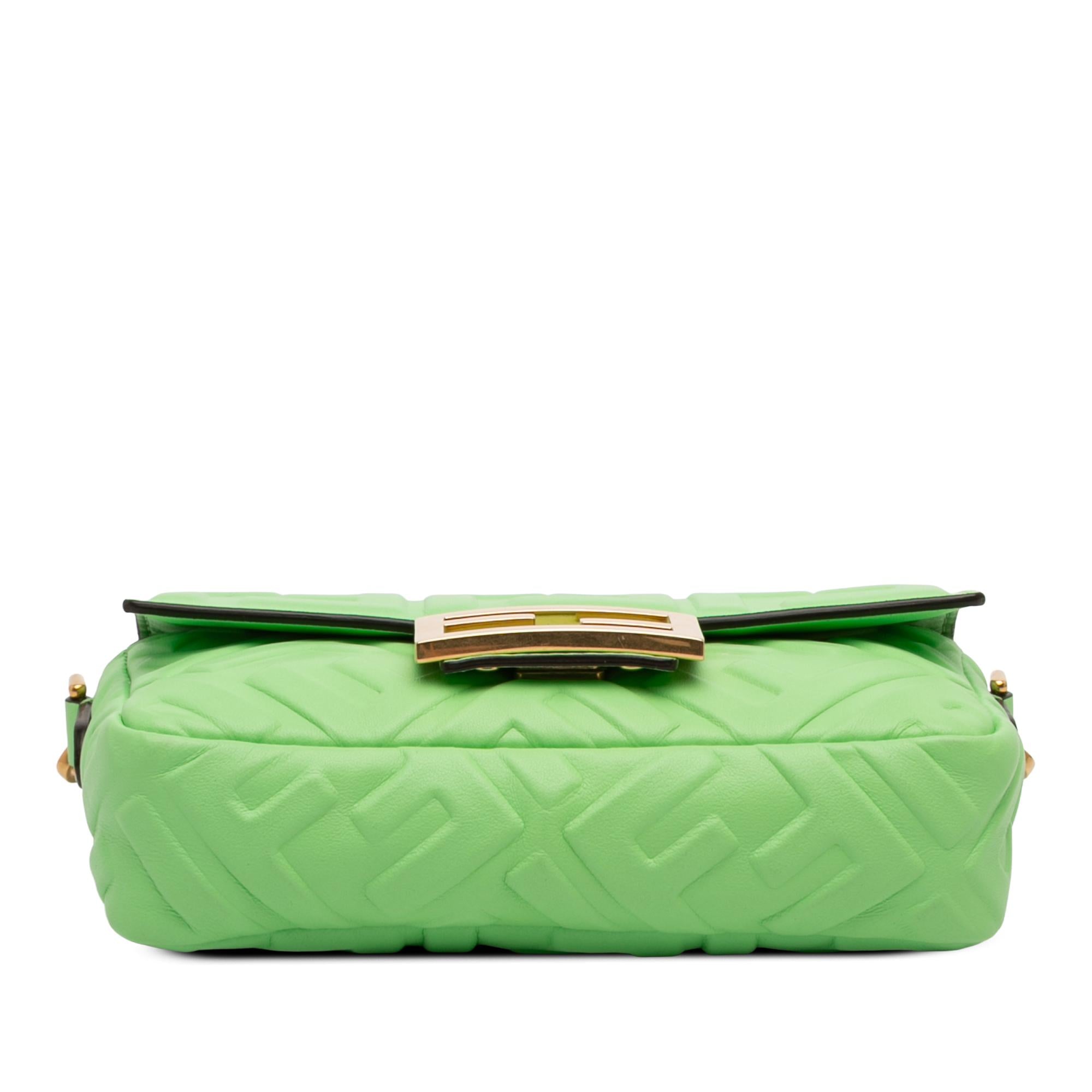 Fendi Mini Zucca Embossed Leather Baguette Satchel