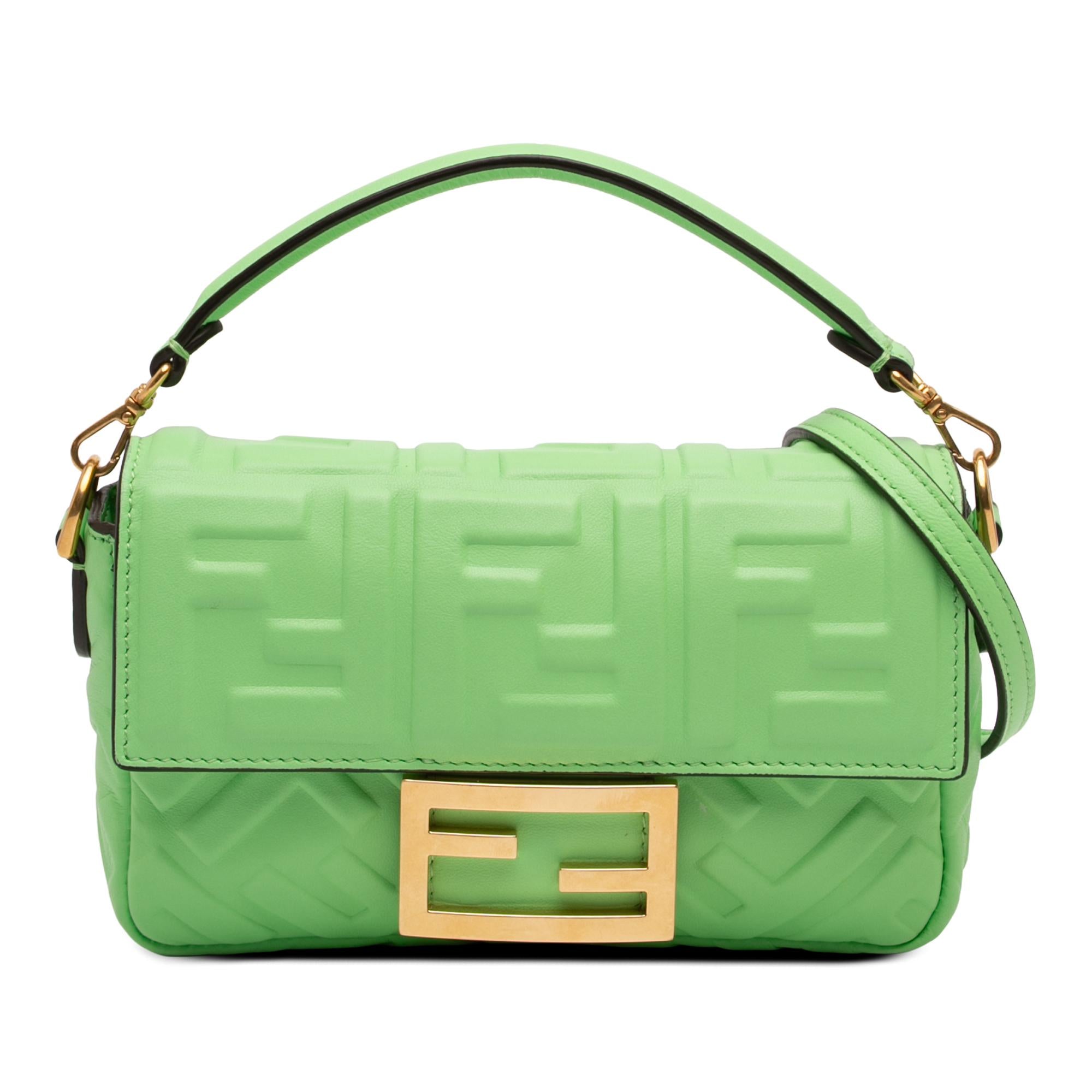 Fendi Mini Zucca Embossed Leather Baguette Satchel