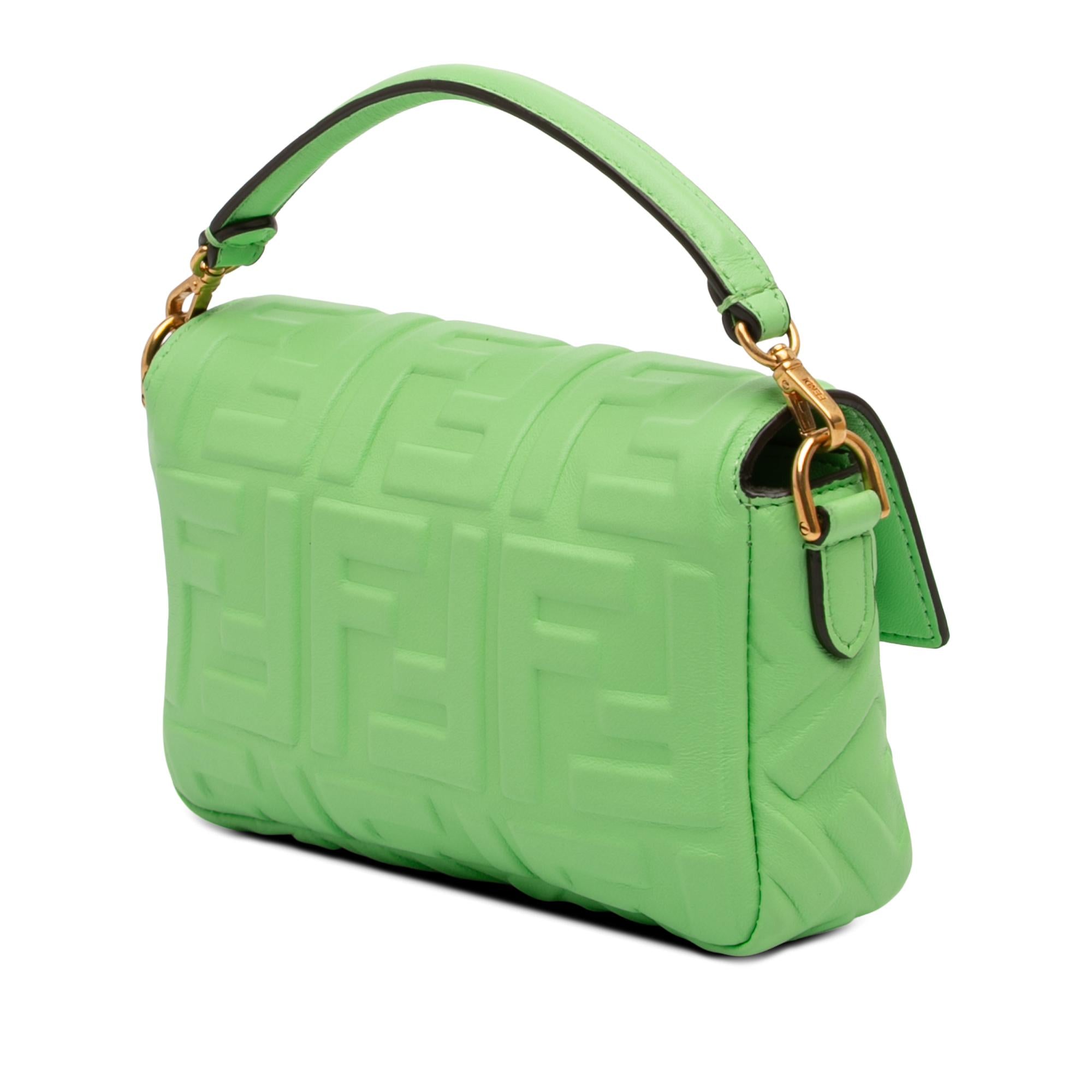 Fendi Mini Zucca Embossed Leather Baguette Satchel
