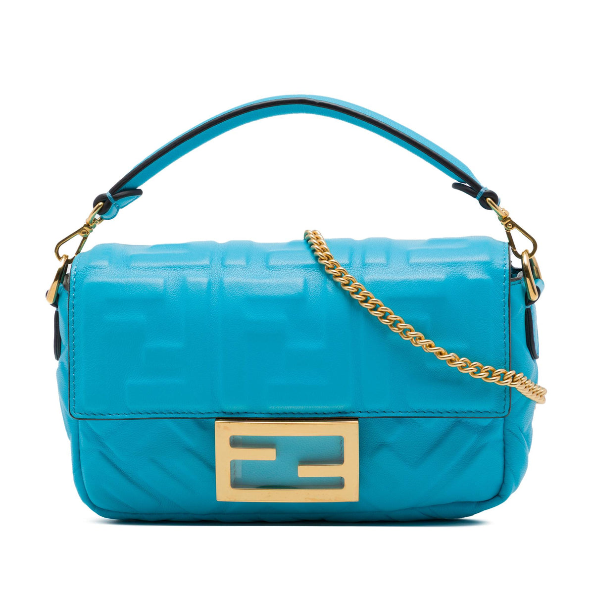 Fendi Mini Zucca Embossed Leather Baguette Satchel