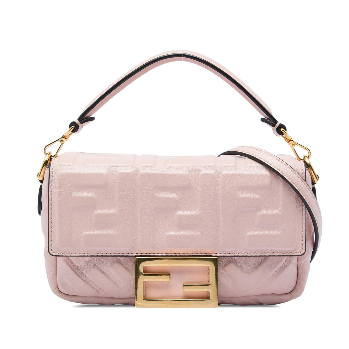 Fendi Mini Zucca Embossed Leather Baguette Satchel