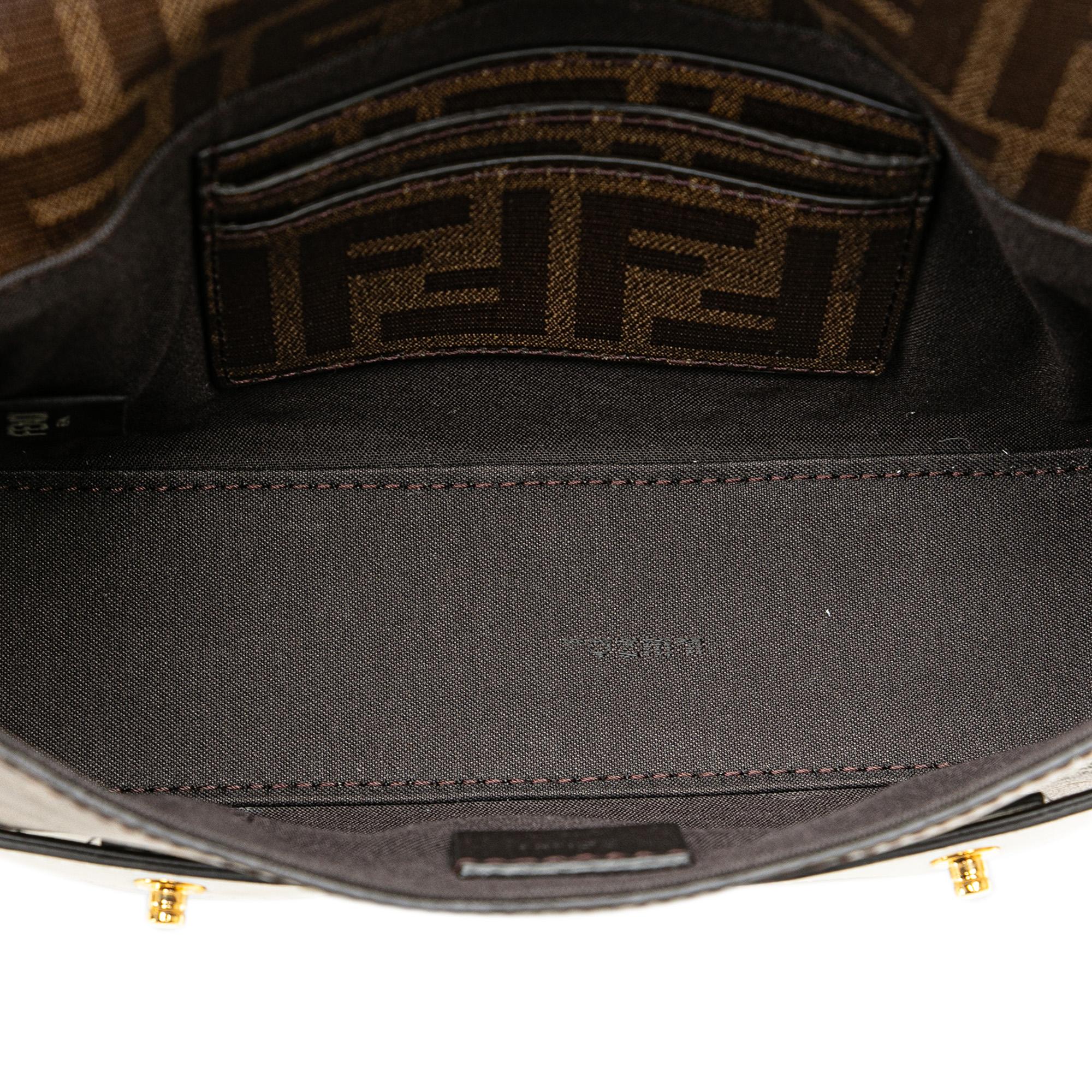 Fendi Mini Zucca Glazed Fabric Cage Baguette Satchel