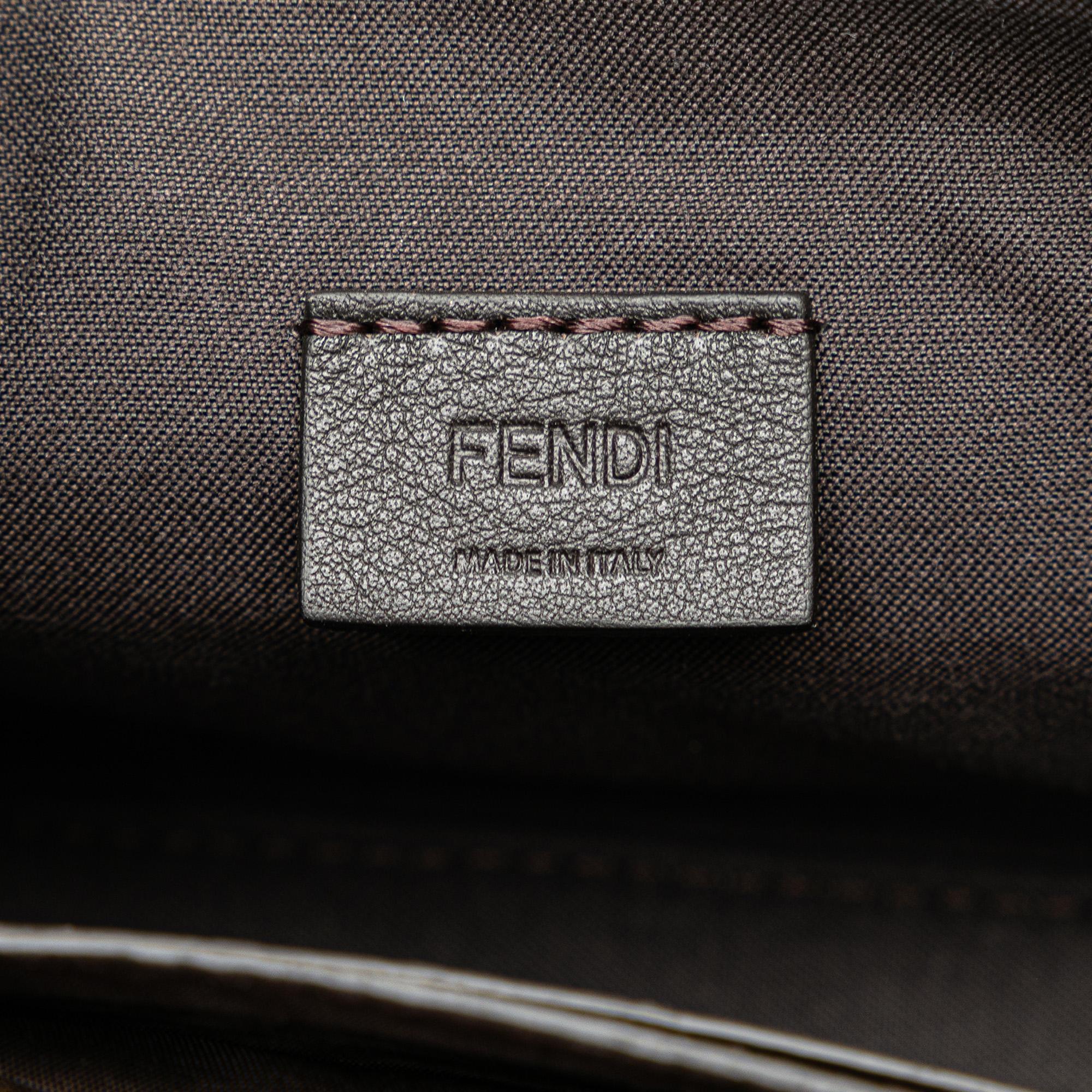 Fendi Mini Zucca Glazed Fabric Cage Baguette Satchel