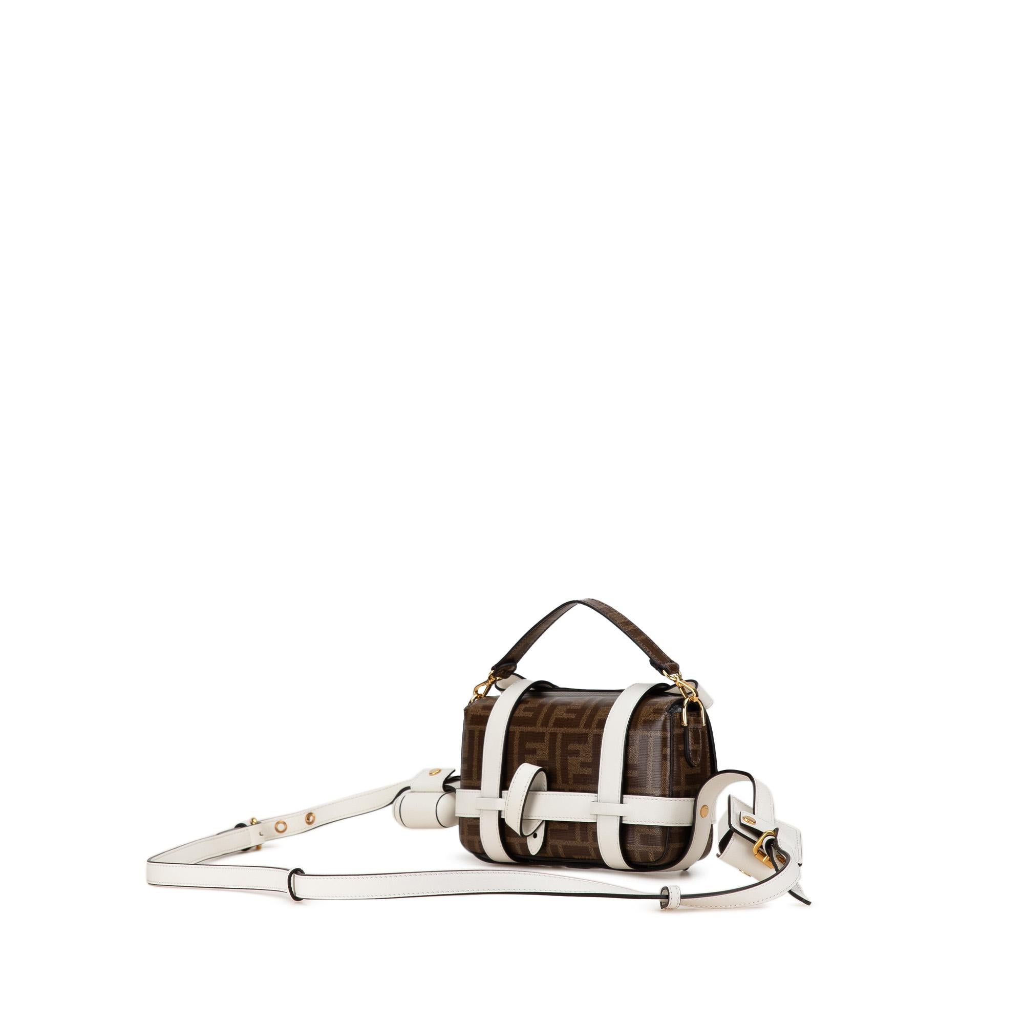 Fendi Mini Zucca Glazed Fabric Cage Baguette Satchel