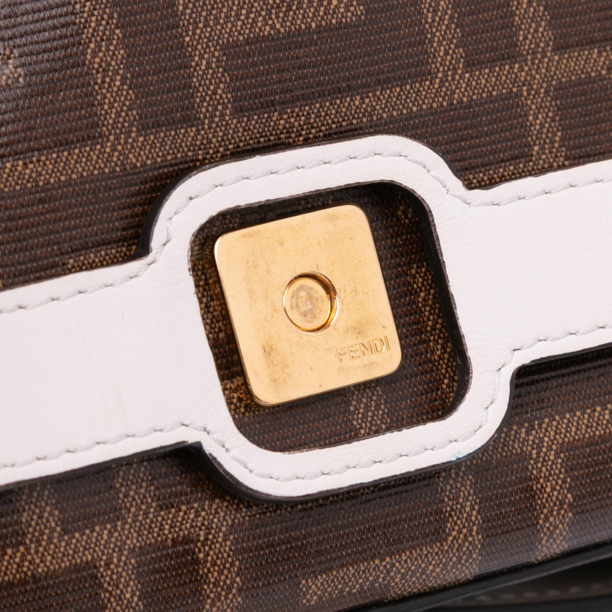 Fendi Mini Zucca Glazed Fabric Cage Baguette Satchel