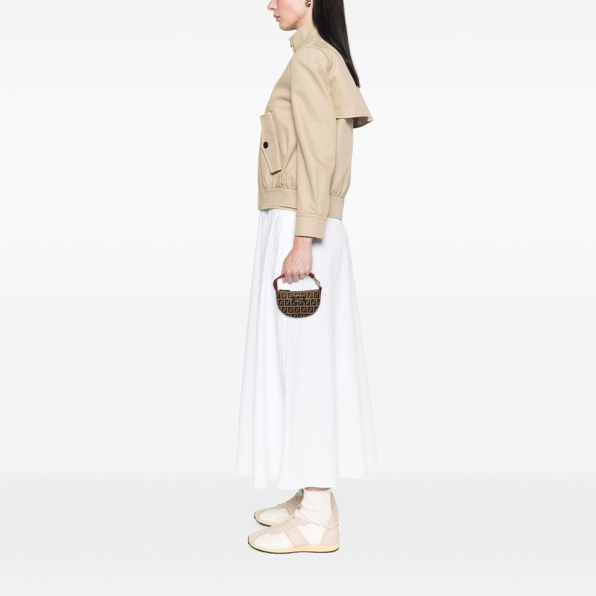 Fendi Mini Zucchino Canvas Half Moon Handbag