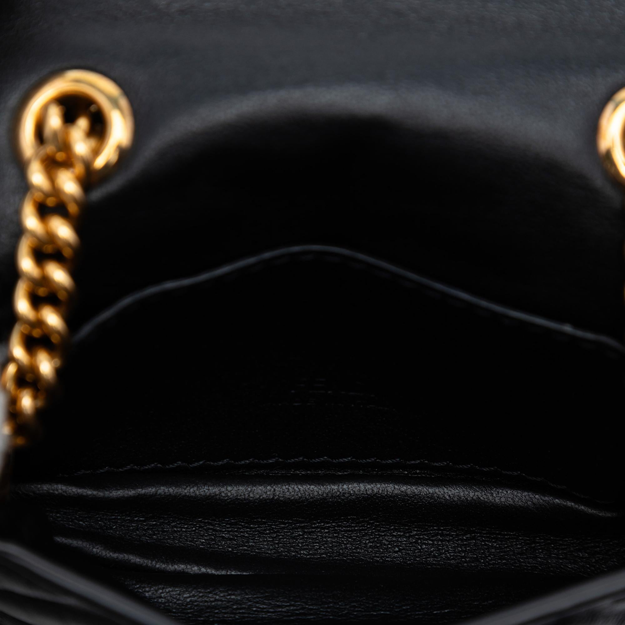 Fendi Nano Zucca Embossed Leather Baguette Chain Bag