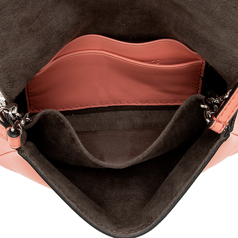 Fendi Nappa Leather Fox Fur Crystal Micro Buggie Baguette Bag (SHF-13762)