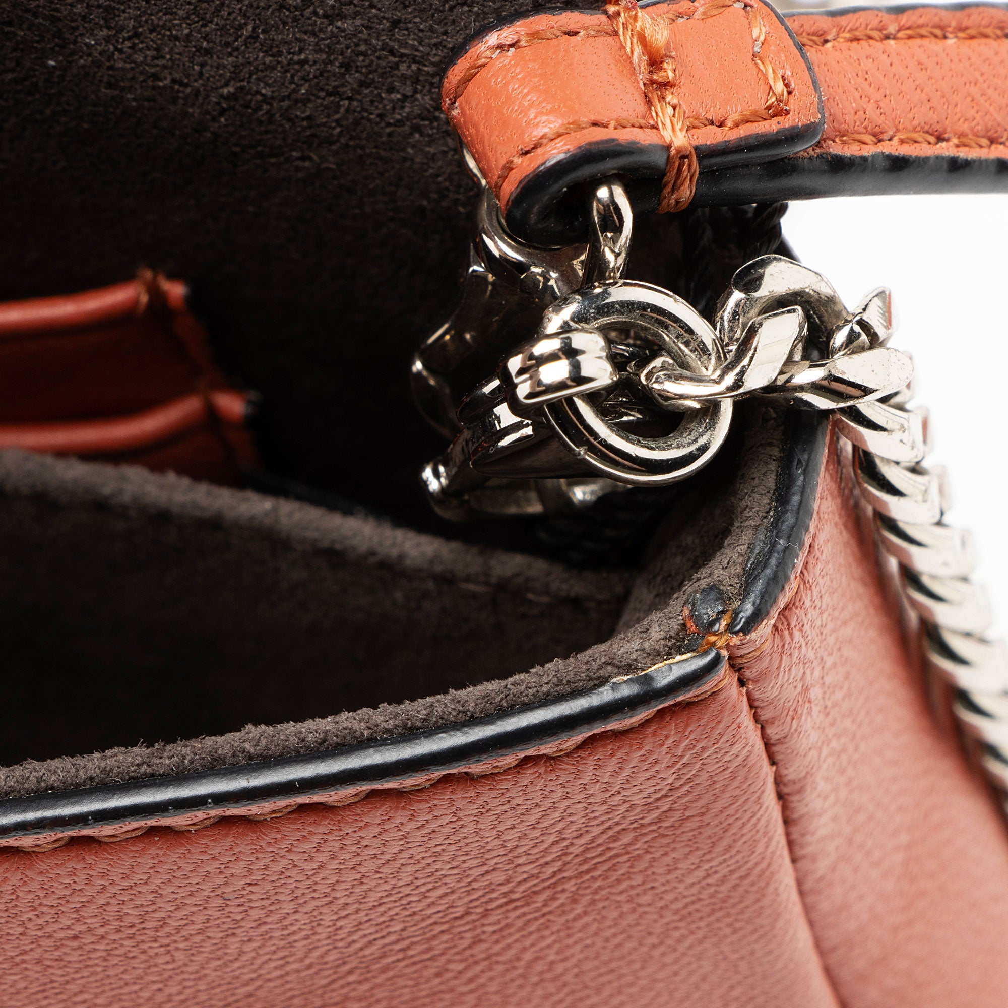 Fendi Nappa Leather Fox Fur Crystal Micro Buggie Baguette Bag