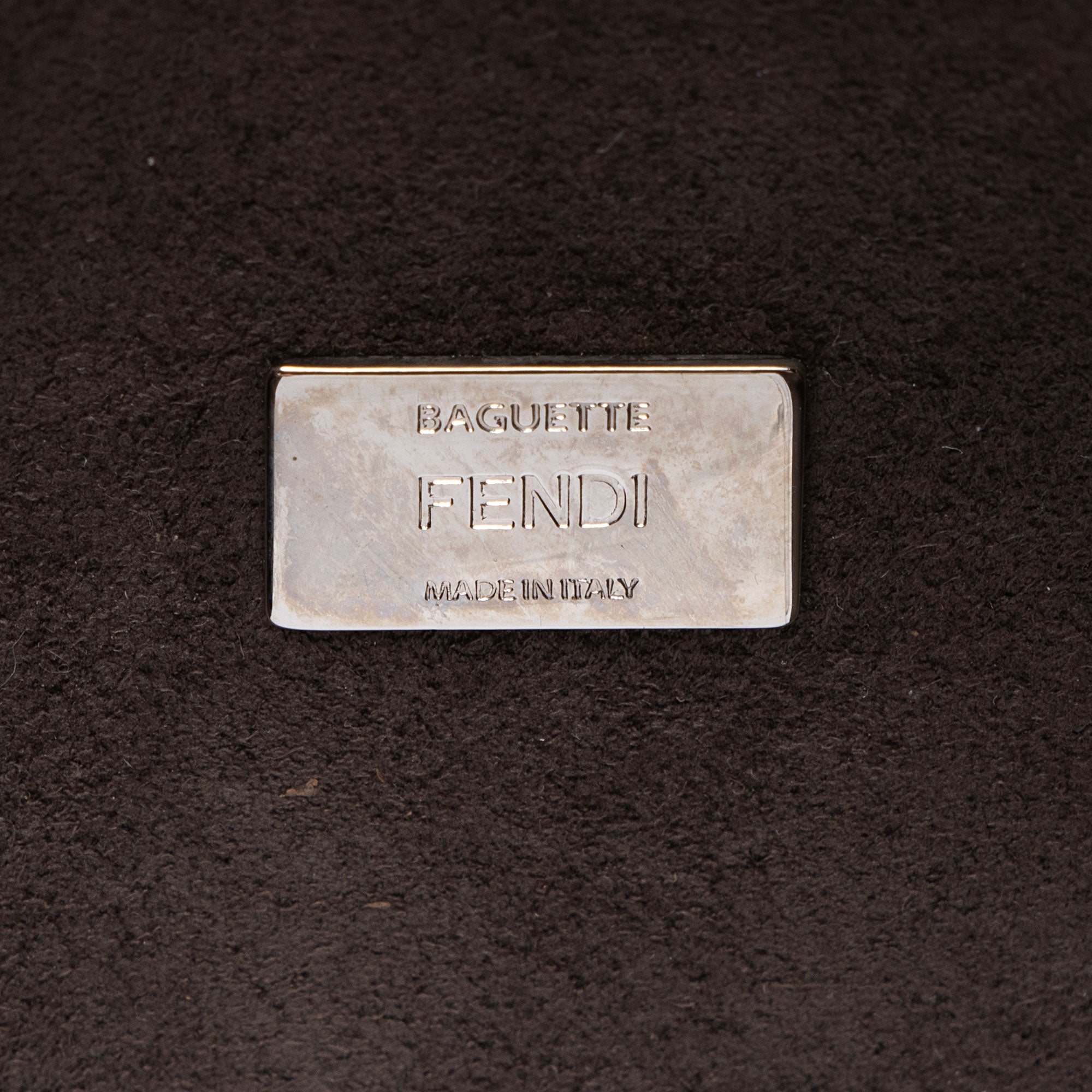 Fendi Nappa Leather Fox Fur Crystal Micro Buggie Baguette Bag