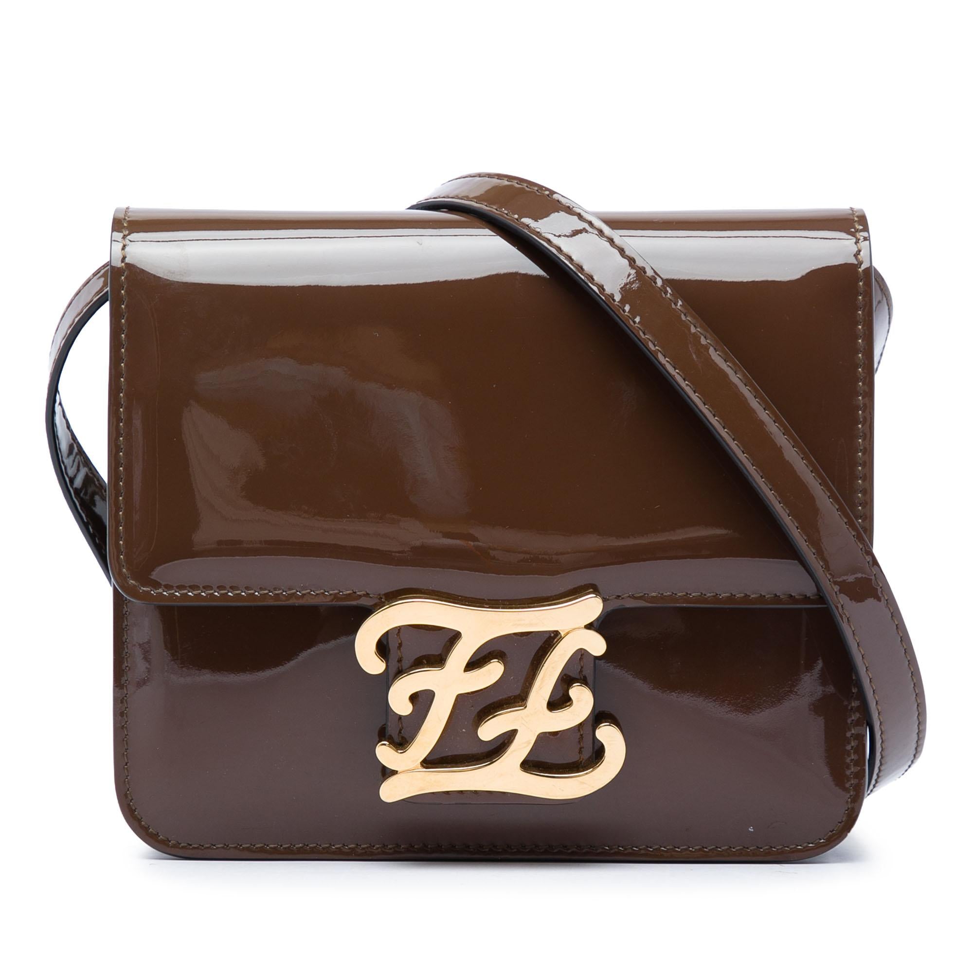 Fendi Patent Karligraphy Crossbody