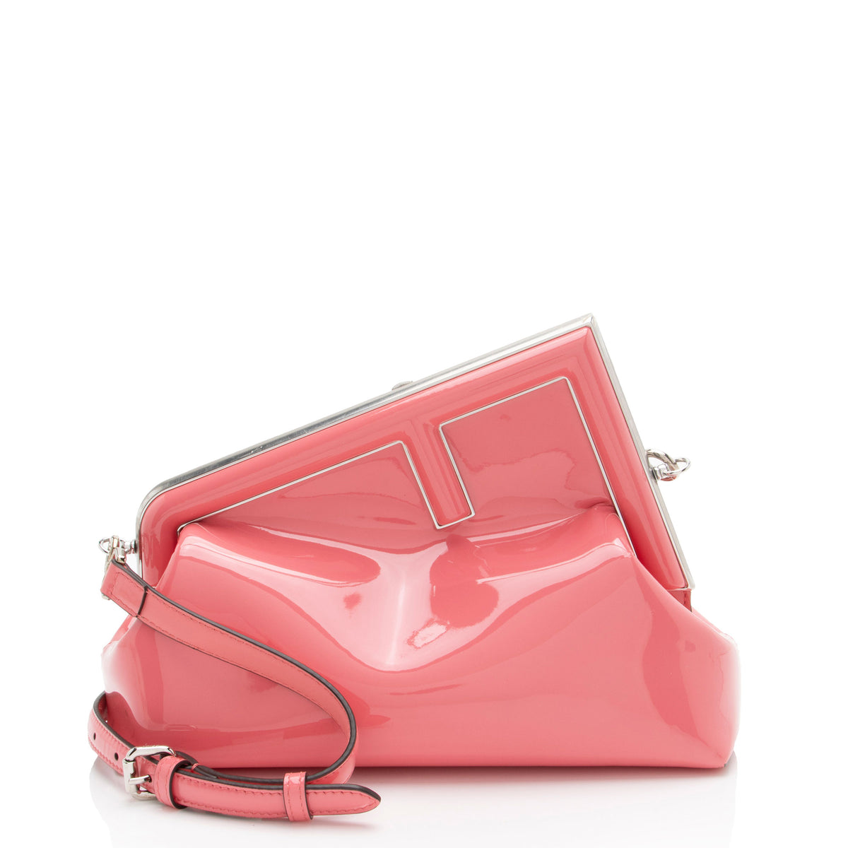 Fendi Patent Leather Fendi First Midi Shoulder Bag