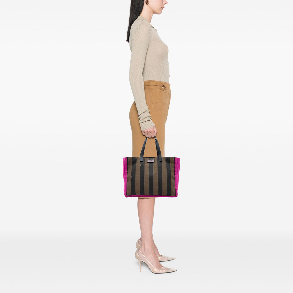 Fendi Pequin Canvas Simply Shopping Tote