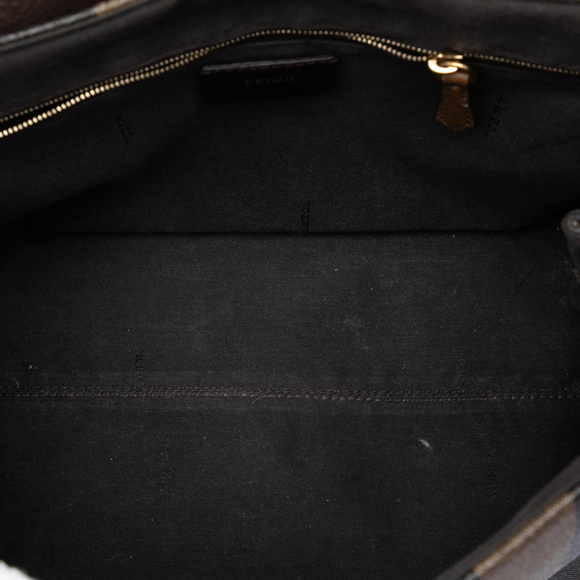 Fendi Pequin Coated Canvas and Leather Silvana Satchel