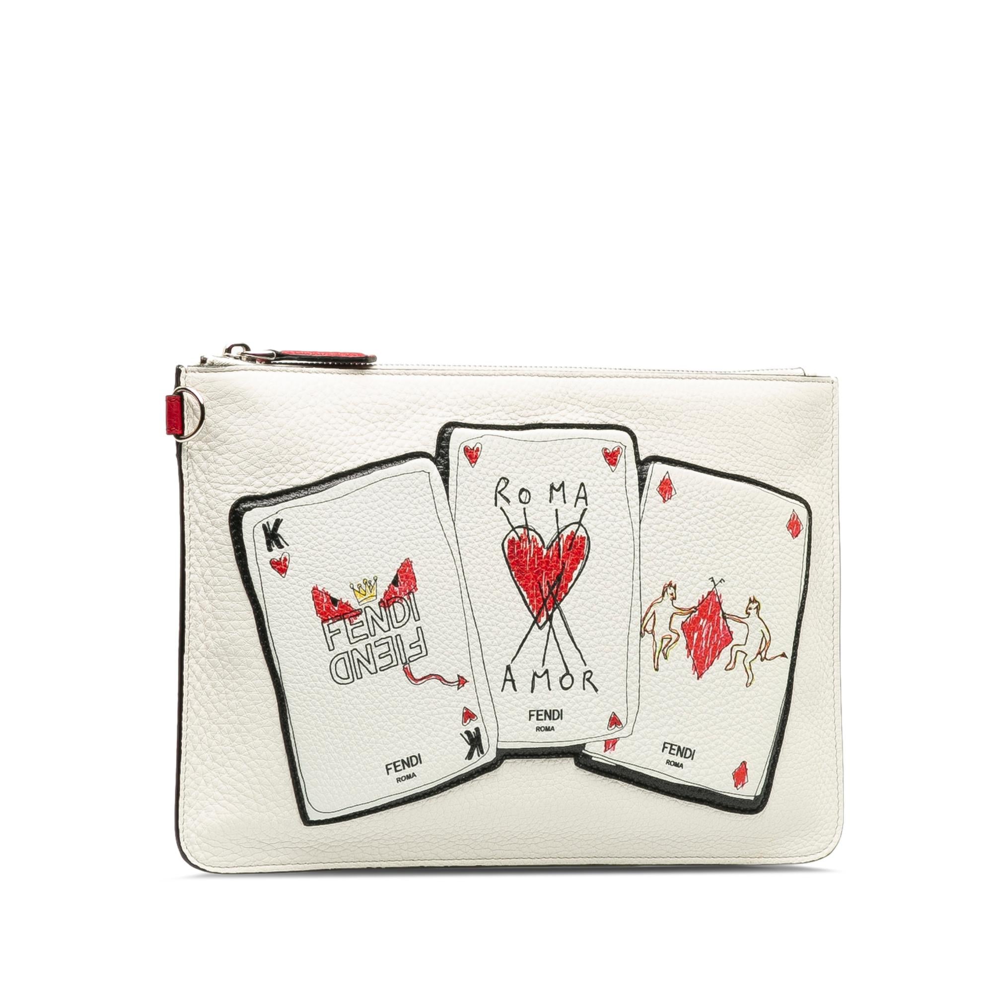 Fendi Roma Playing Cards Zip Clutch (SHG-34tr8x)