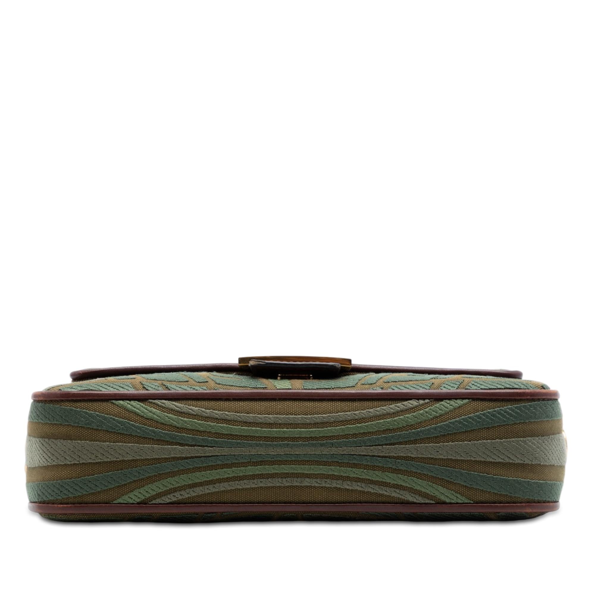 Fendi Sarah Coleman FF Canvas Fish Eye Embroidered Baguette Satchel