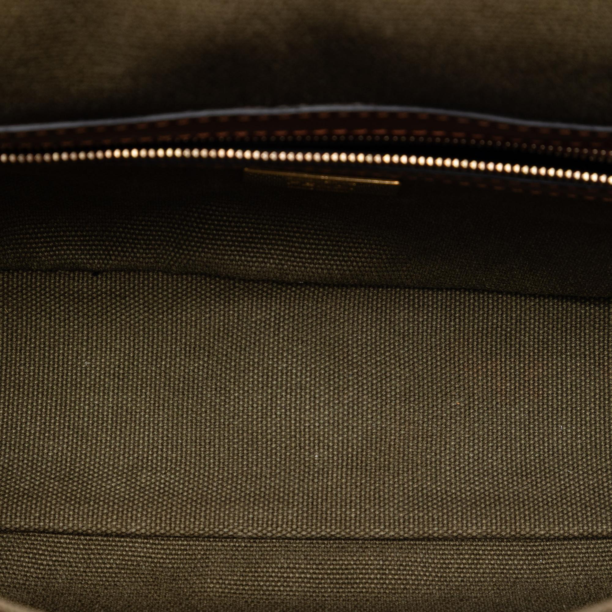 Fendi Sarah Coleman FF Canvas Fish Eye Embroidered Baguette Satchel