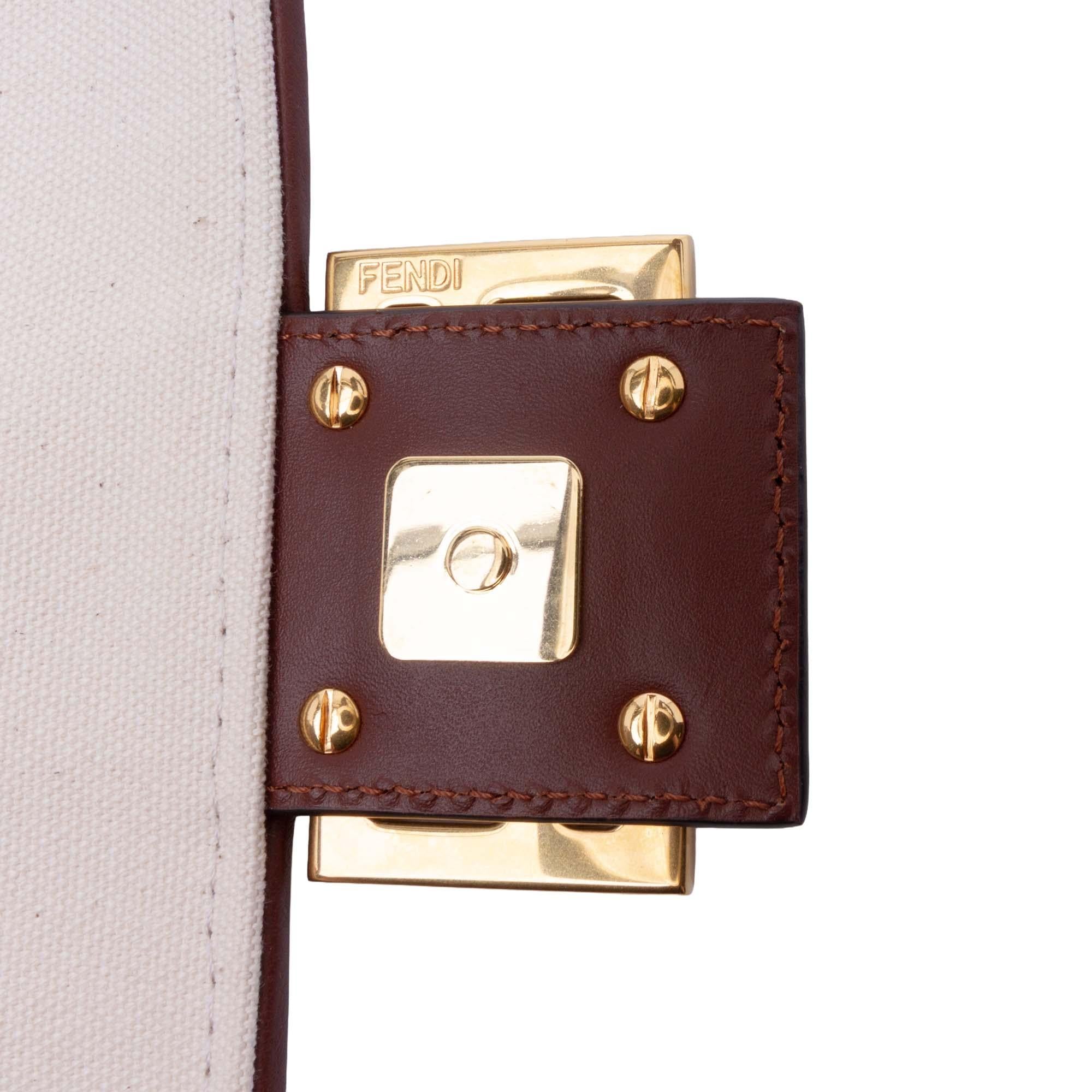 Fendi Sarah Coleman Zucca Embroidered Canvas Fish Eye Vertigo Baguette Satchel