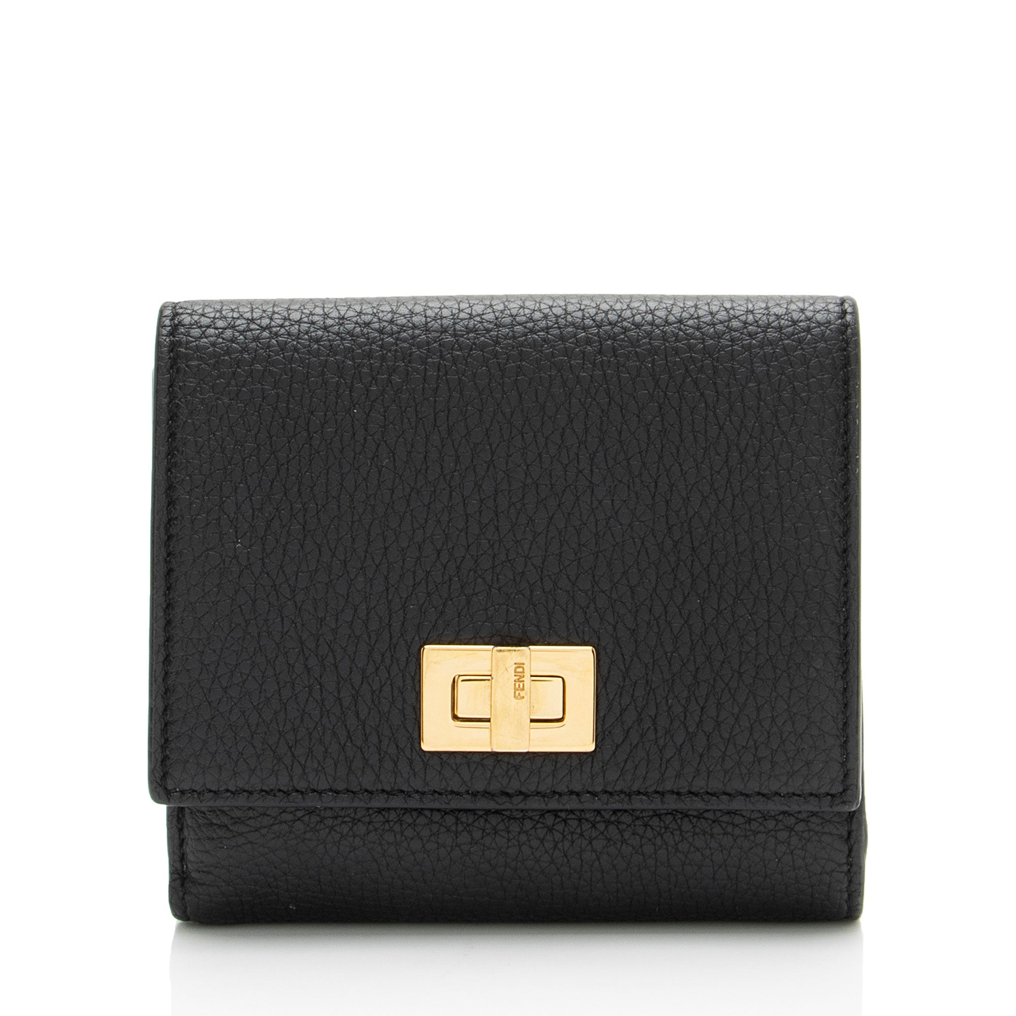 Fendi Selleria Leather Peekaboo Compact Wallet