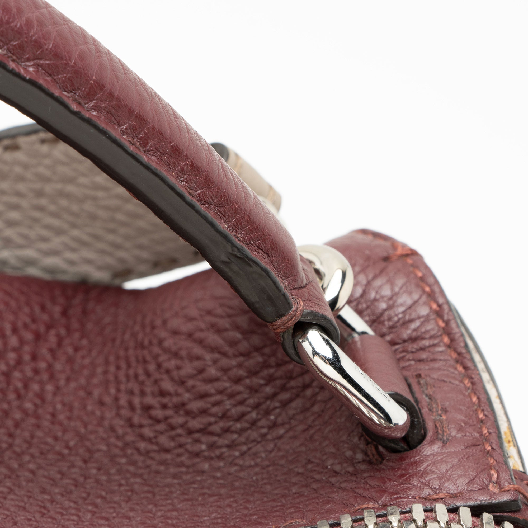 Fendi Selleria Leather Whipstitch Lei Boston Bag
