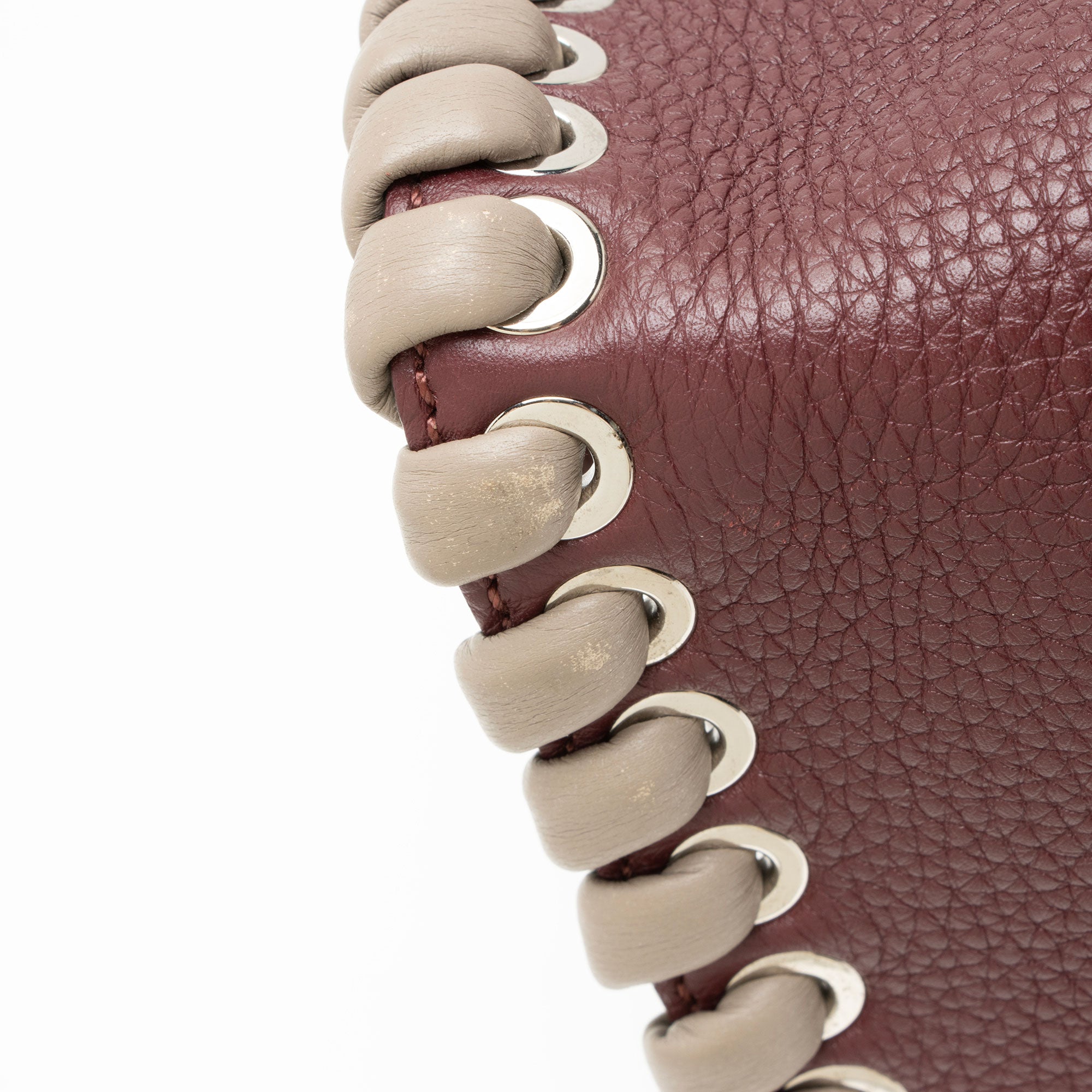 Fendi Selleria Leather Whipstitch Lei Boston Bag