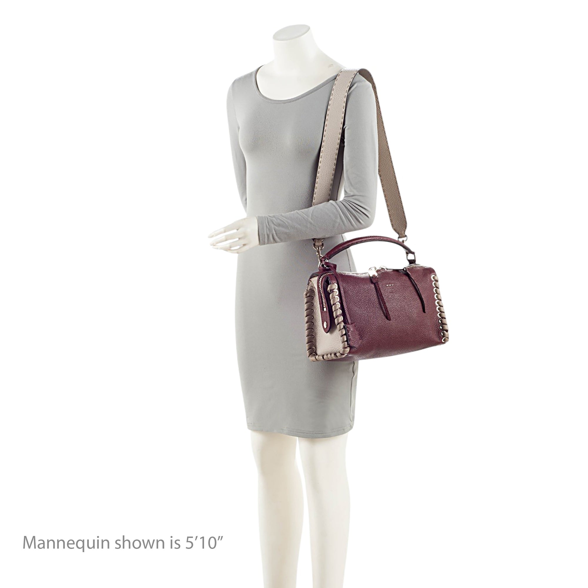 Fendi Selleria Leather Whipstitch Lei Boston Bag