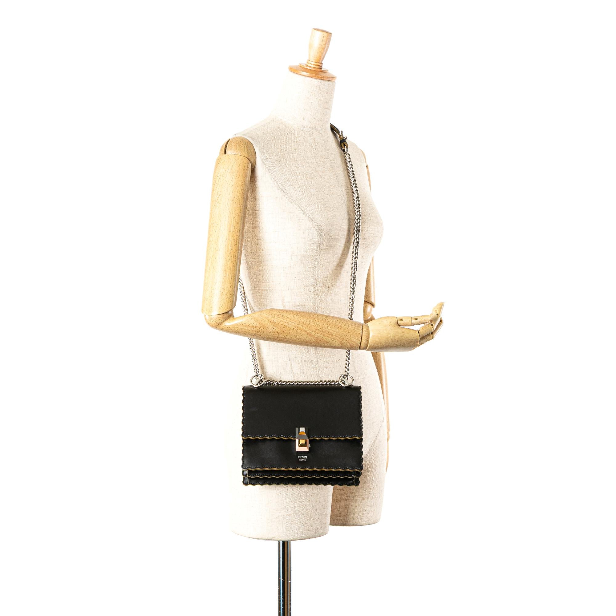 Fendi Small Scalloped Leather Kan I Crossbody