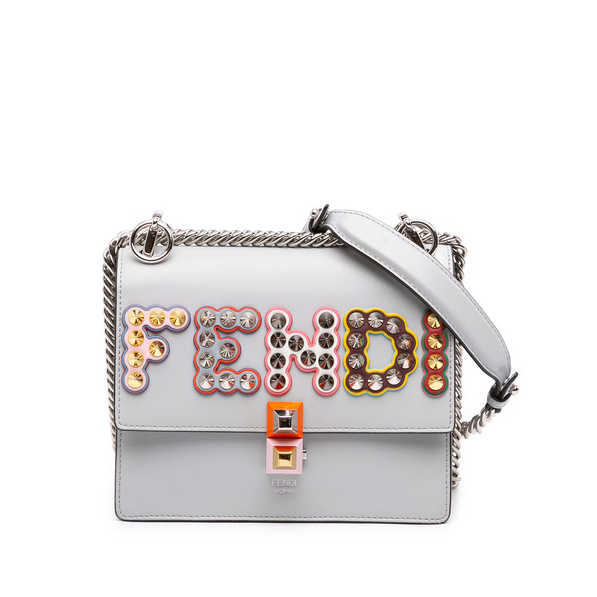 Fendi Small Studded Leather Kan I Crossbody