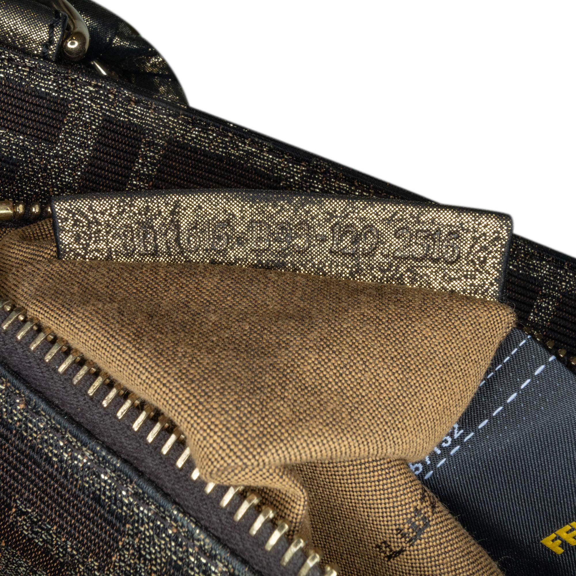 Fendi Small Zucca Metallic Canvas Mia Shoulder Bag