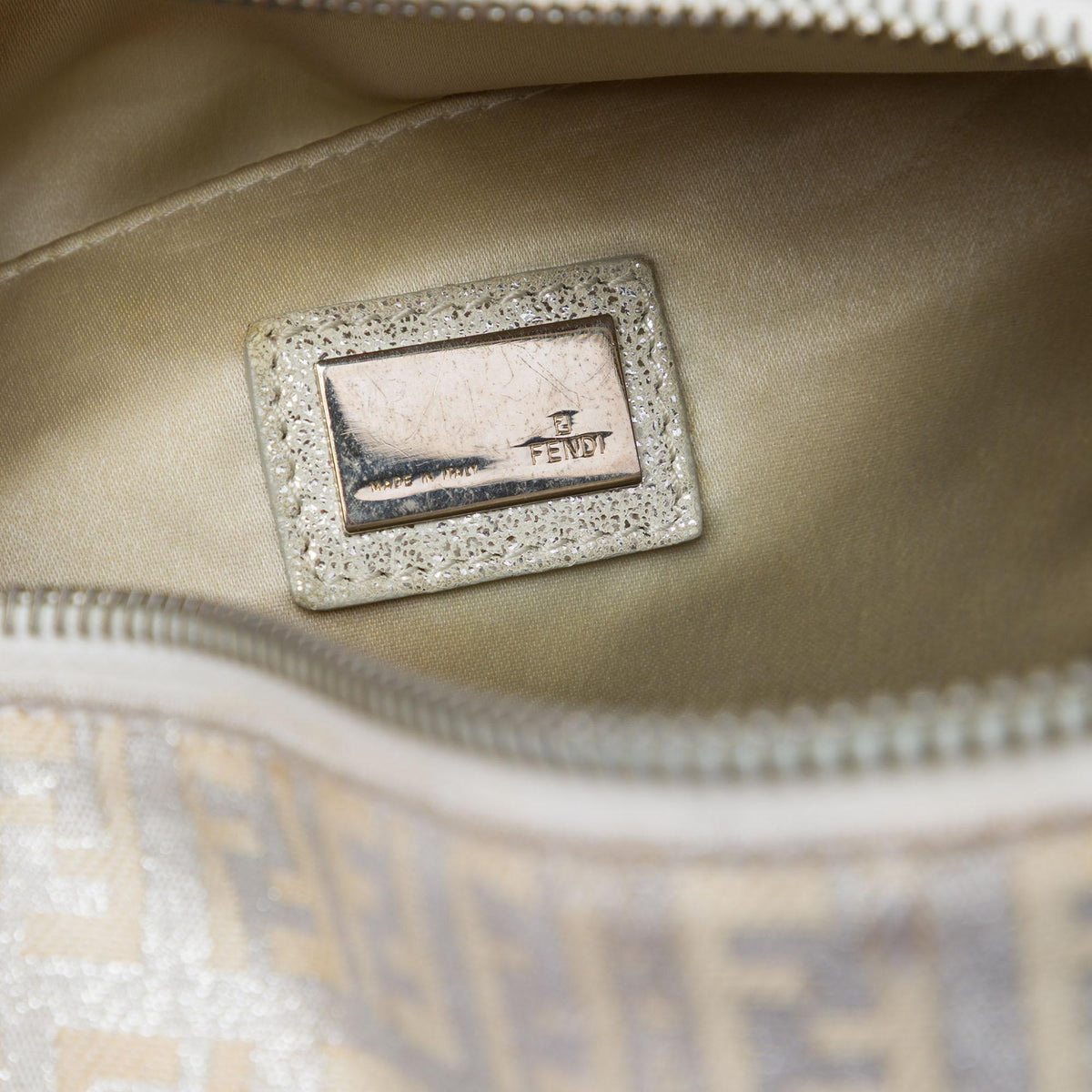 Fendi Small Zucchino Metallic Canvas Forever Bauletto Boston Bag