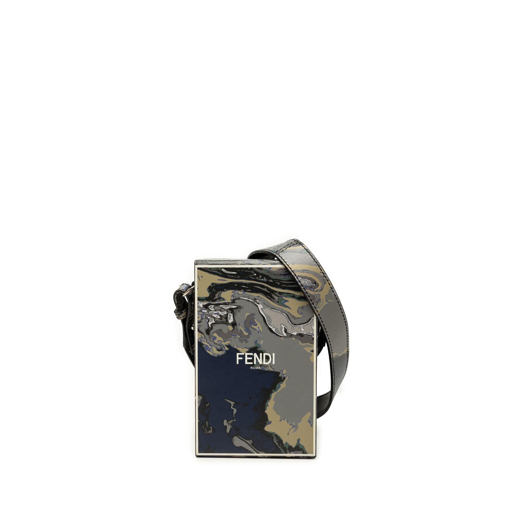 Fendi Smooth Calfskin Marble Print Vertical Box Crossbody