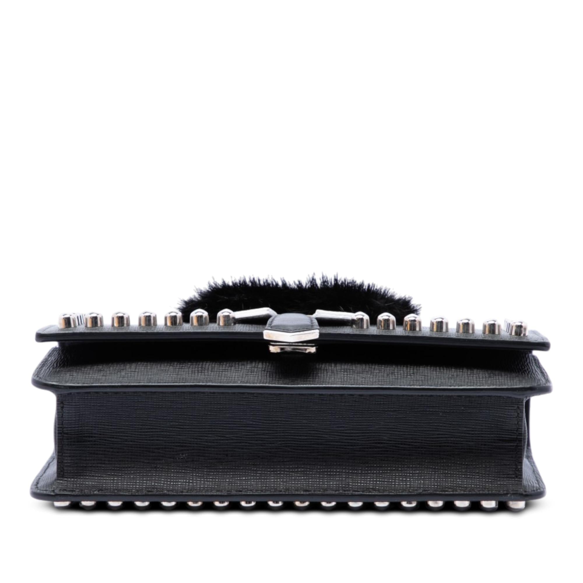 Fendi Studded Leather Karlito Wallet on Chain