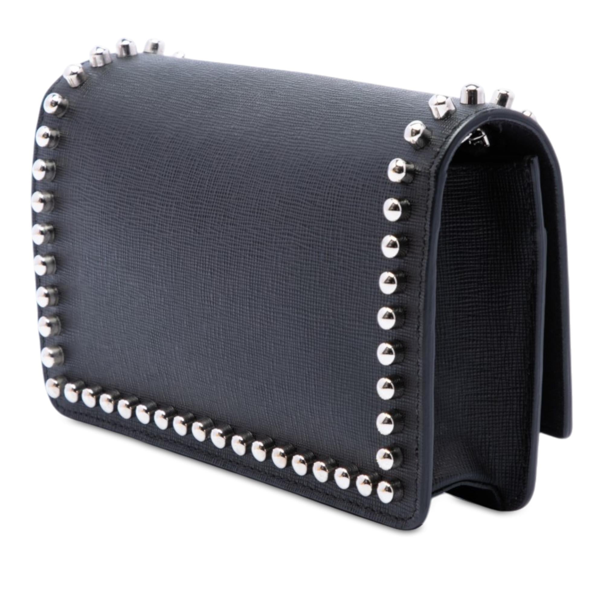 Fendi Studded Leather Karlito Wallet on Chain