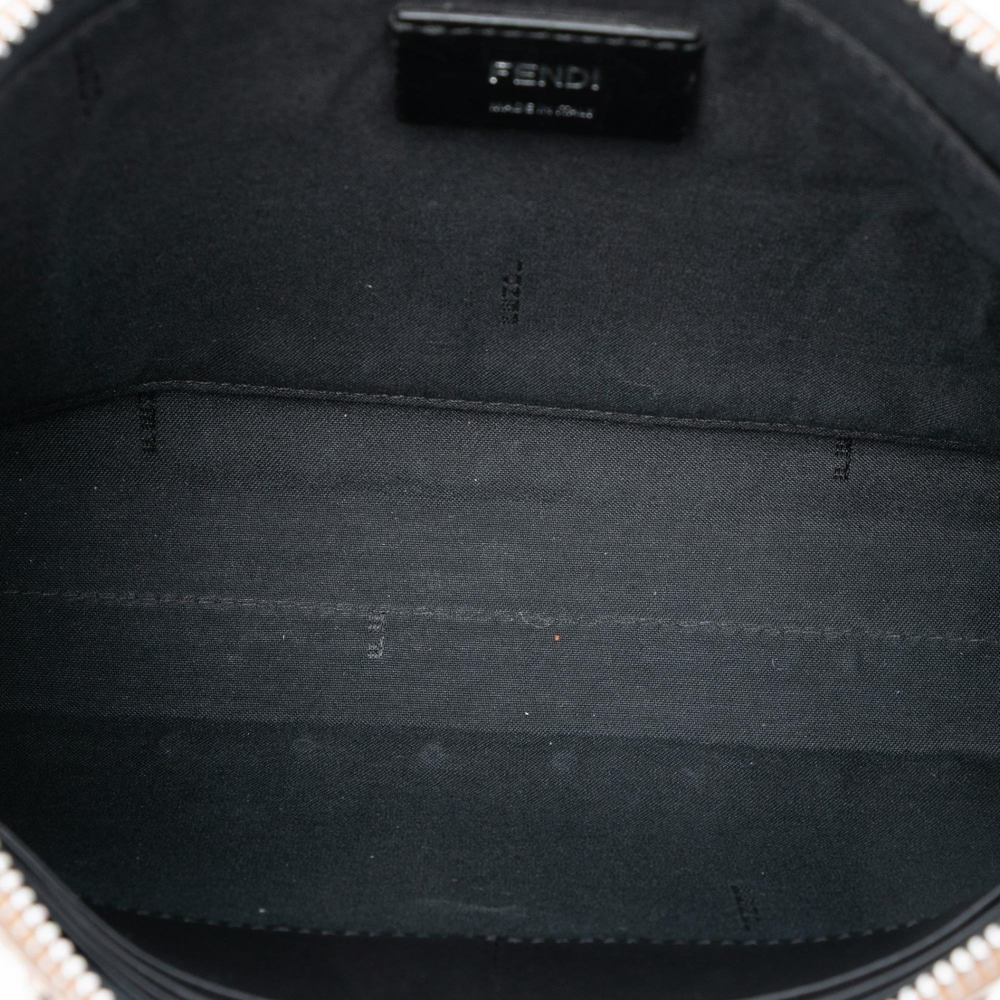 Fendi Studded Leather Trimmed Zucca Coated Canvas Clutch