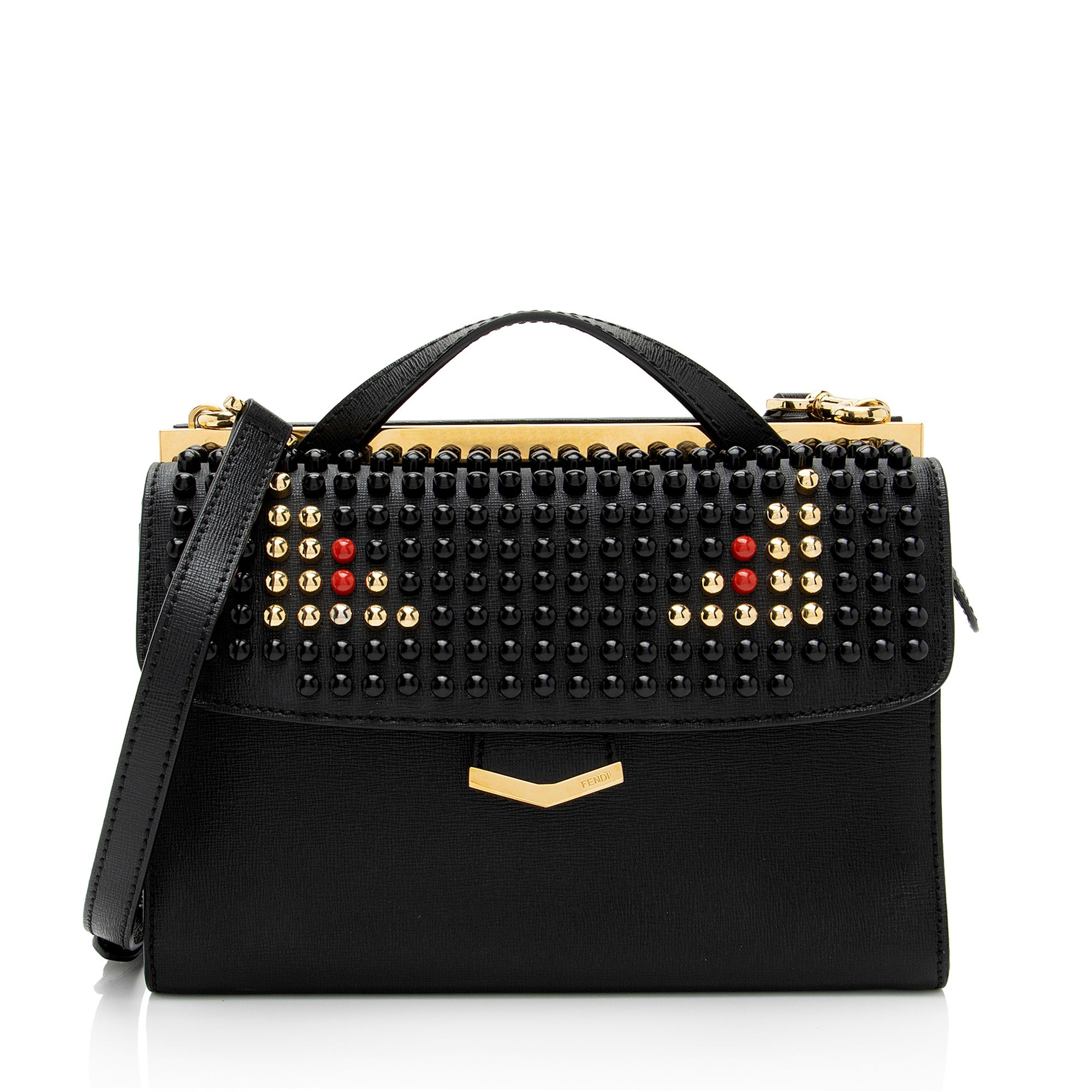 Fendi Studded Vitello Elite Demi Jour Monster Satchel (SHF-eH7Qgz)