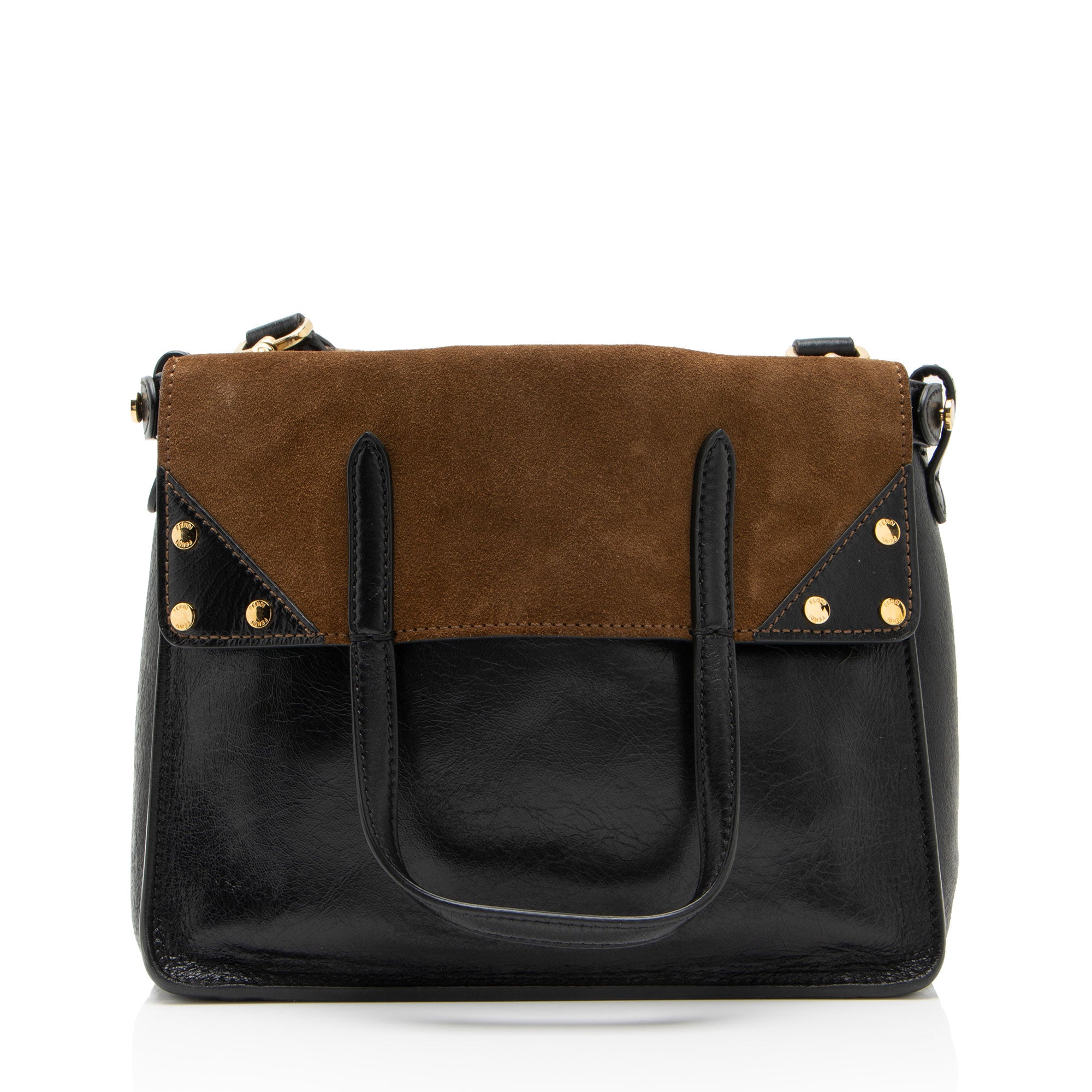 Fendi Suede Glazed Calfskin Grace Flip Tote