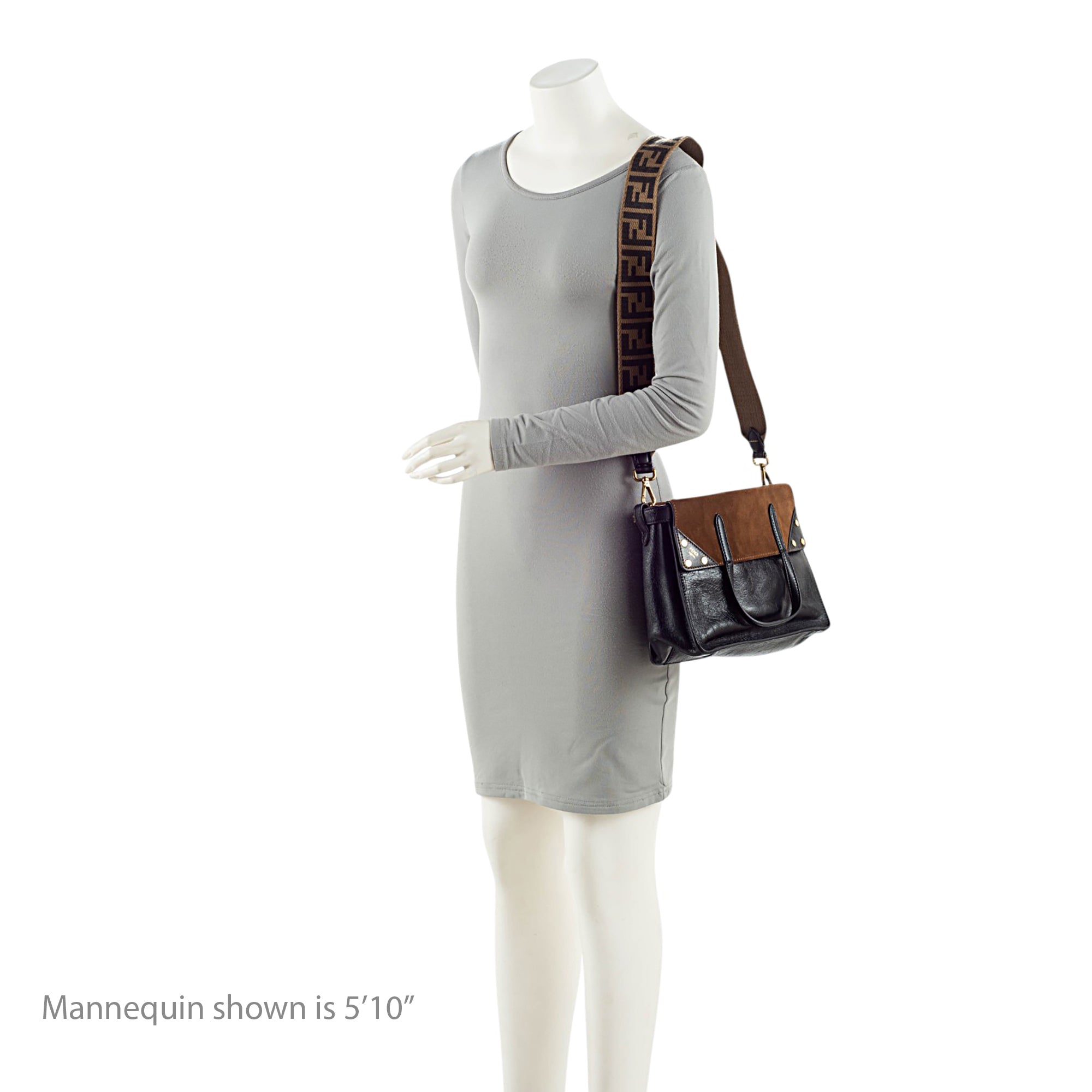 Fendi Suede Glazed Calfskin Grace Flip Tote