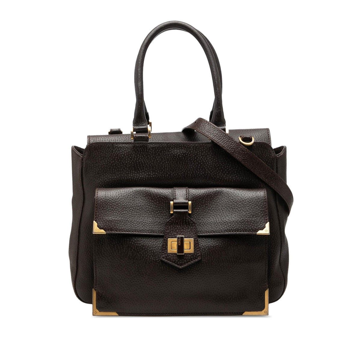Fendi Textured Leather Classico No 3 Satchel