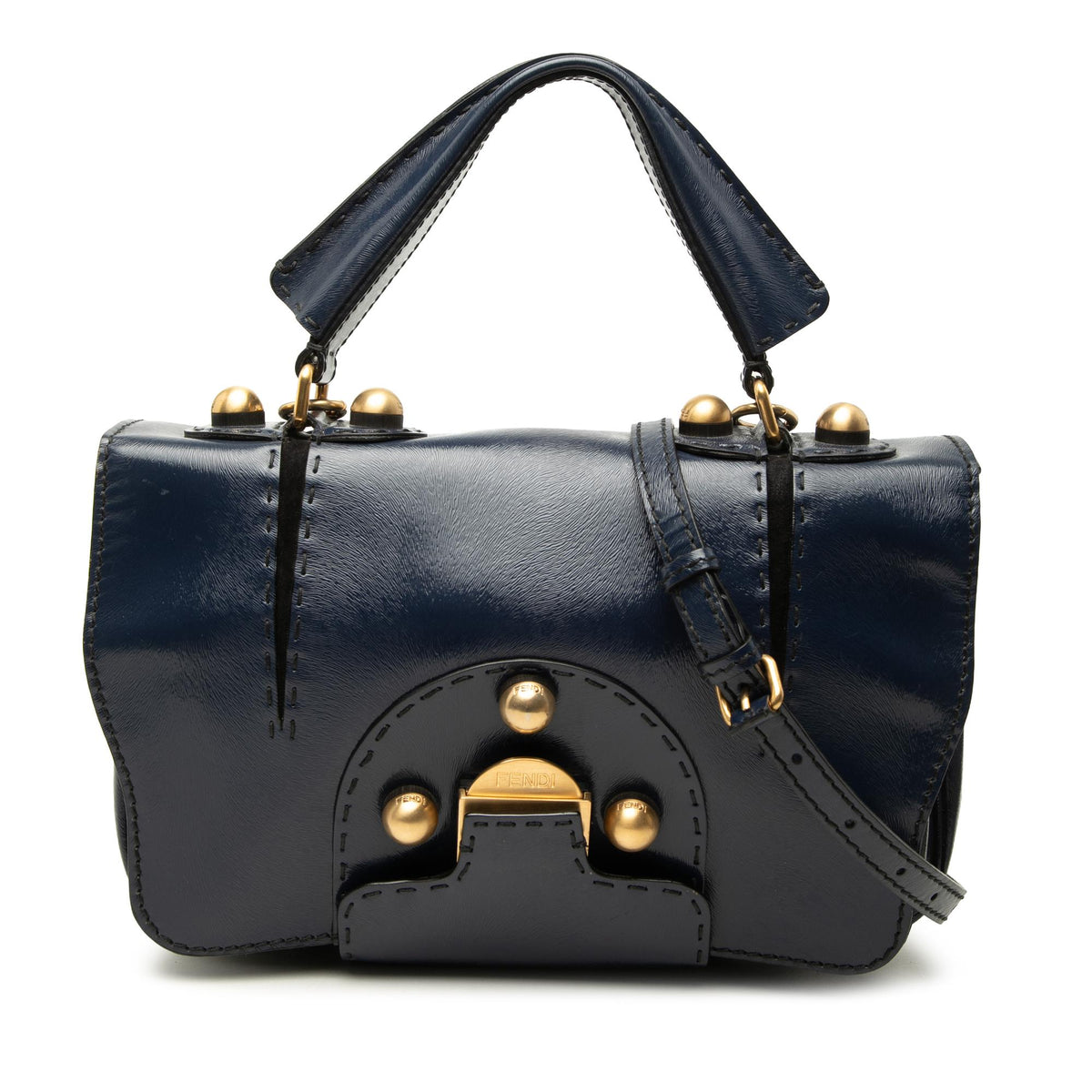 Fendi Textured Patent F3 Secret Code Satchel