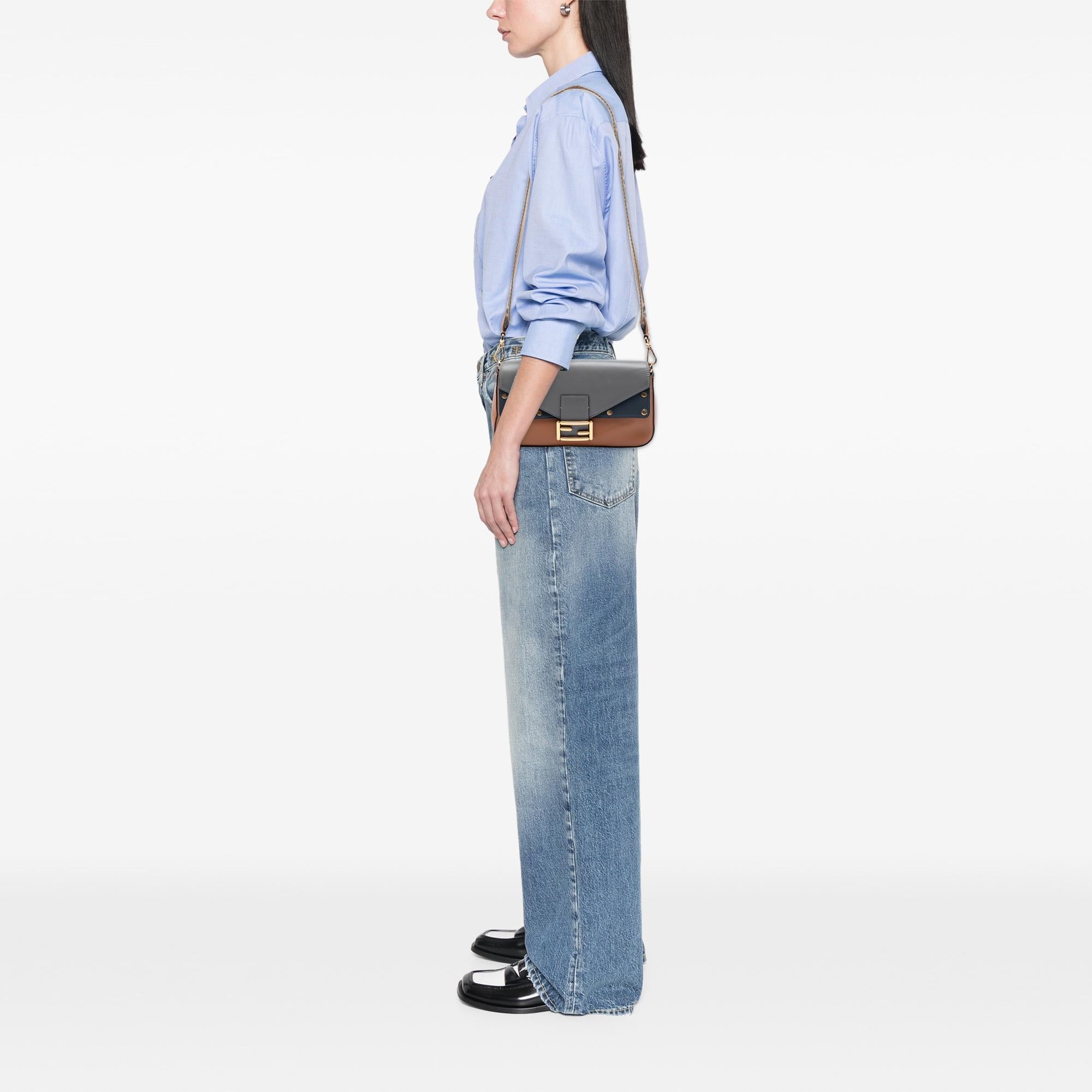 Fendi Vitello Grace FF 1974 Baguette Crossbody
