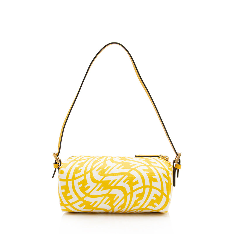 Fendi X Sarah Coleman Mini Ff Vertigo Glazed Canvas Shoulder Bag In Yellow